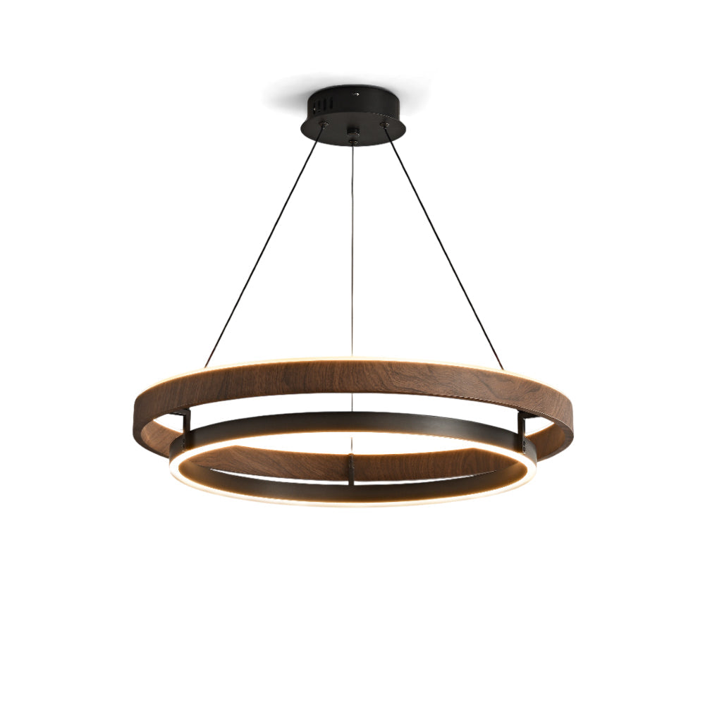 Niseko Chandelier Double Ring Design With LED Glow - Neutral Decor
