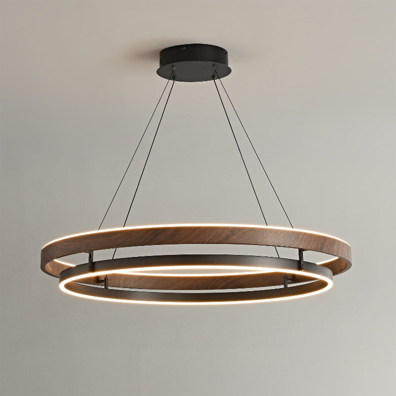 Niseko Chandelier Double Ring Design With LED Glow - Neutral Decor