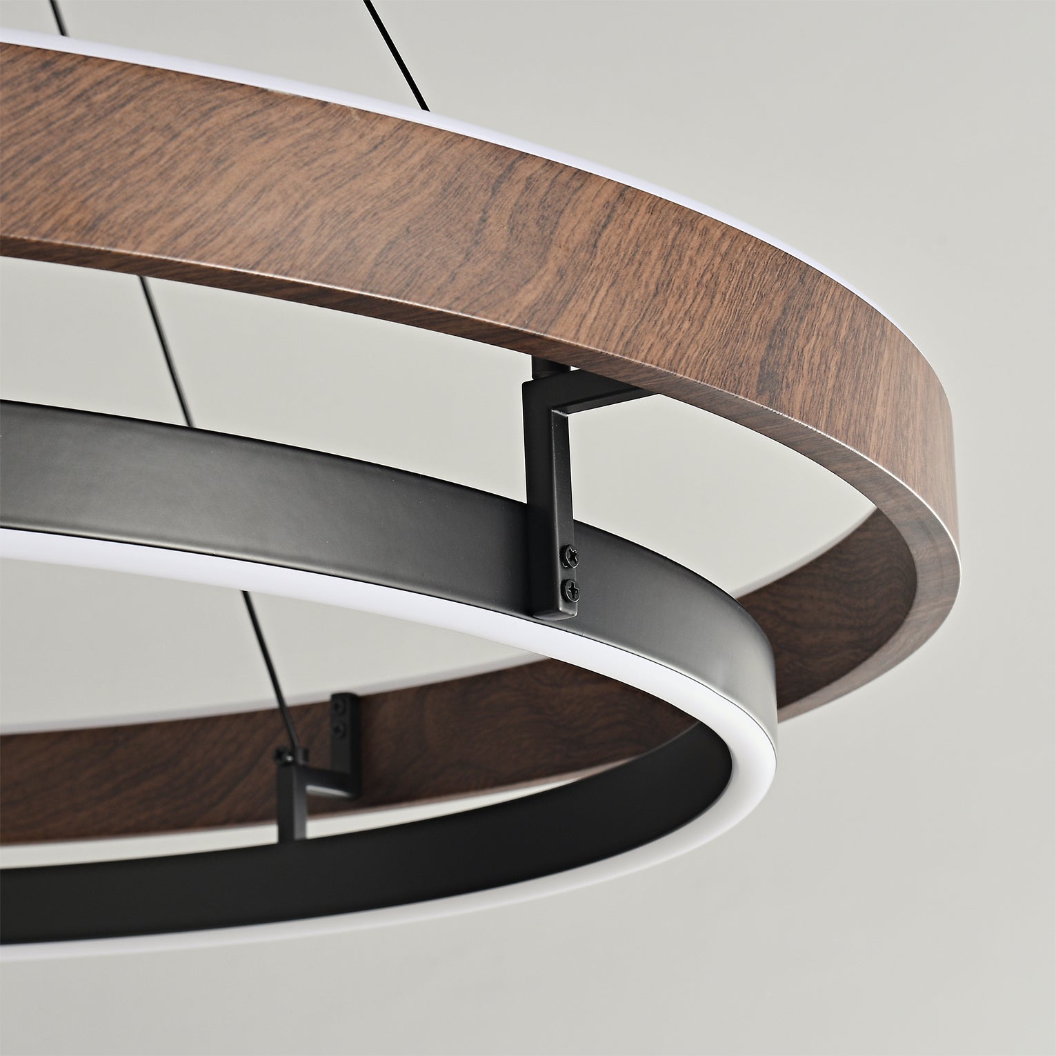 Niseko Chandelier Double Ring Design With LED Glow - Neutral Decor