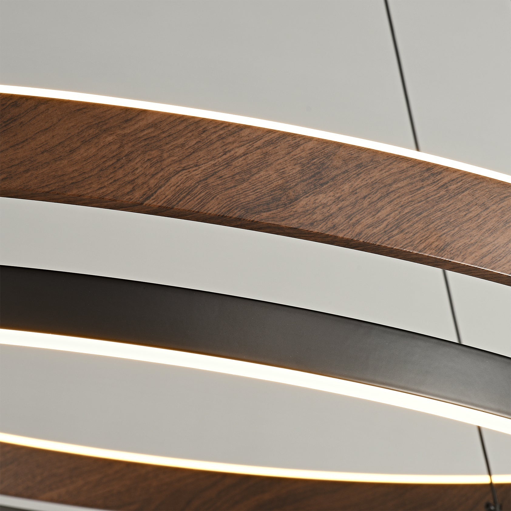 Niseko Chandelier Double Ring Design With LED Glow - Neutral Decor