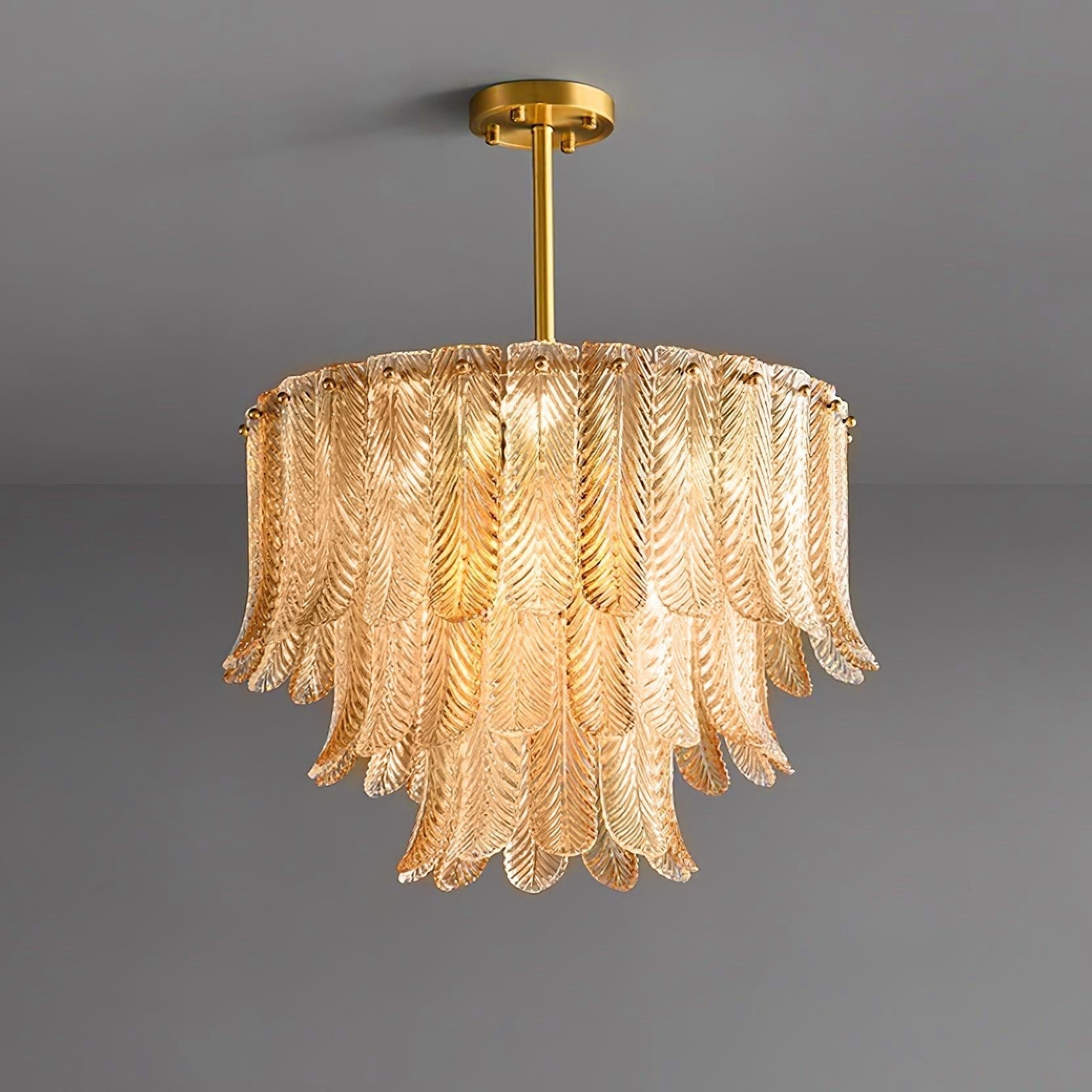 Liorelena Chandelier Glass Leaf Gold Tapered