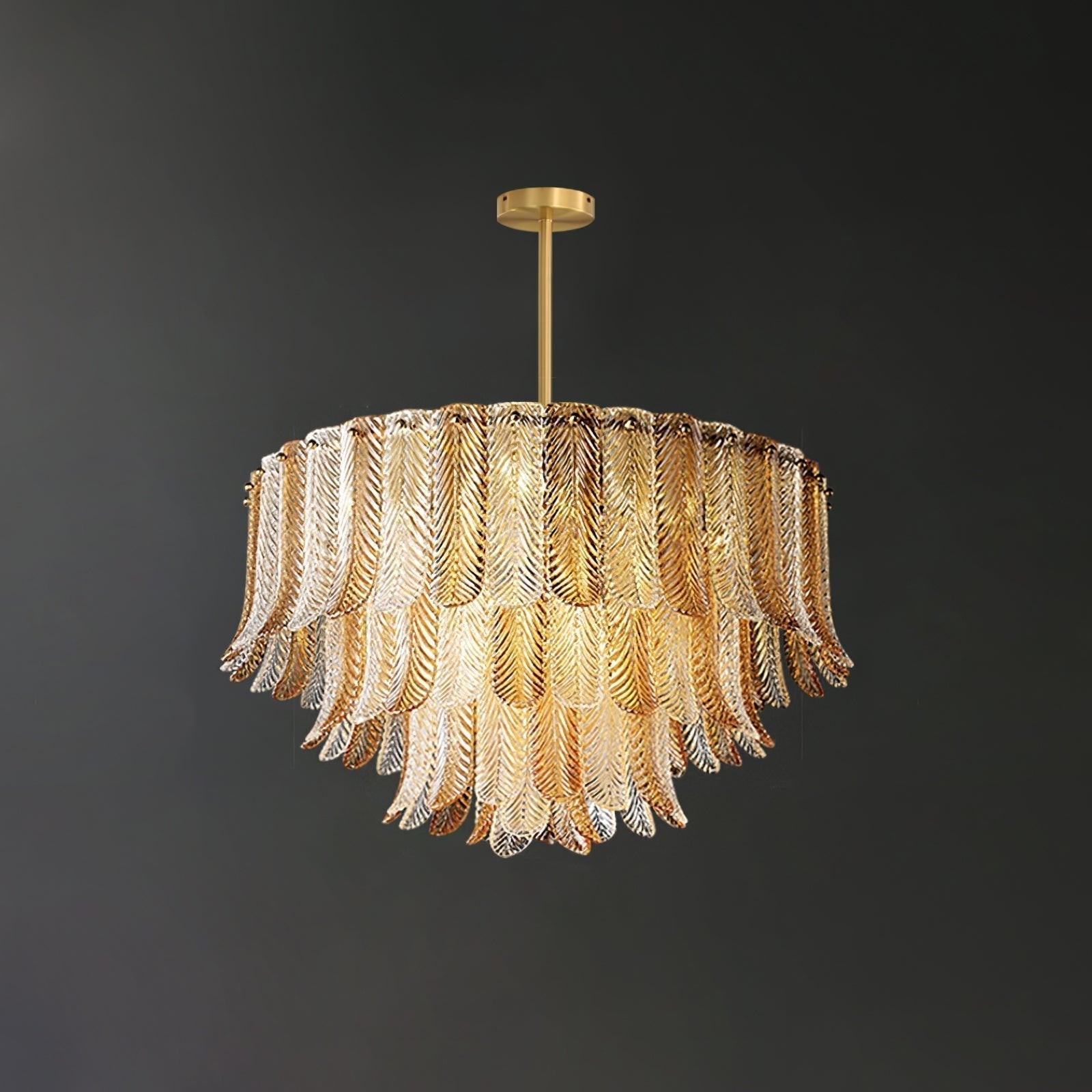 Liorelena Chandelier Glass Leaf Gold Tapered