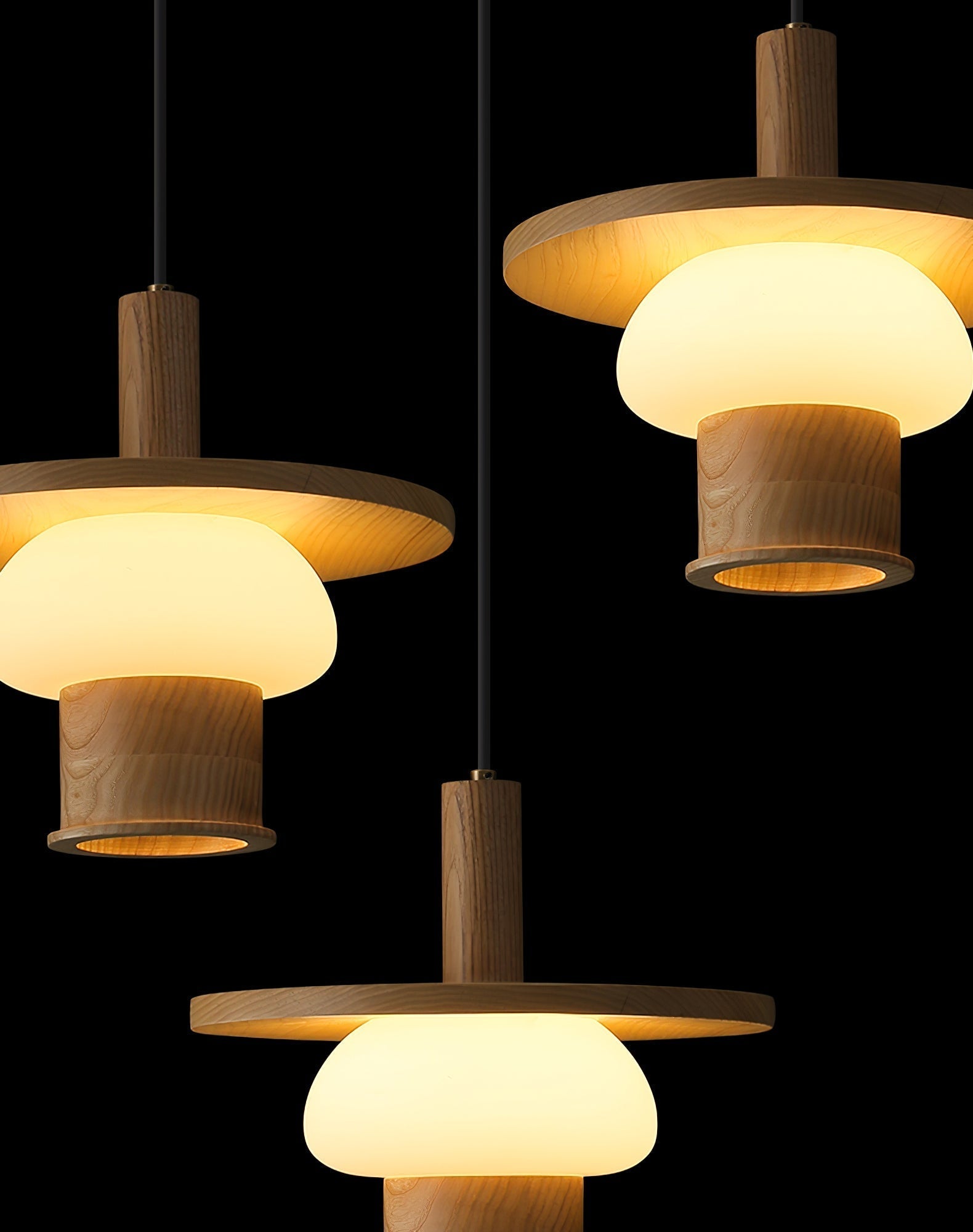 Zephaan Traditional Art Classic Glass Wood Pendant Light