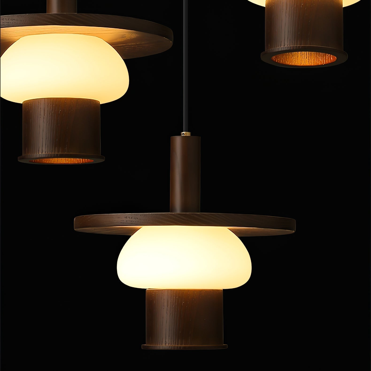 Zephaan Traditional Art Classic Glass Wood Pendant Light