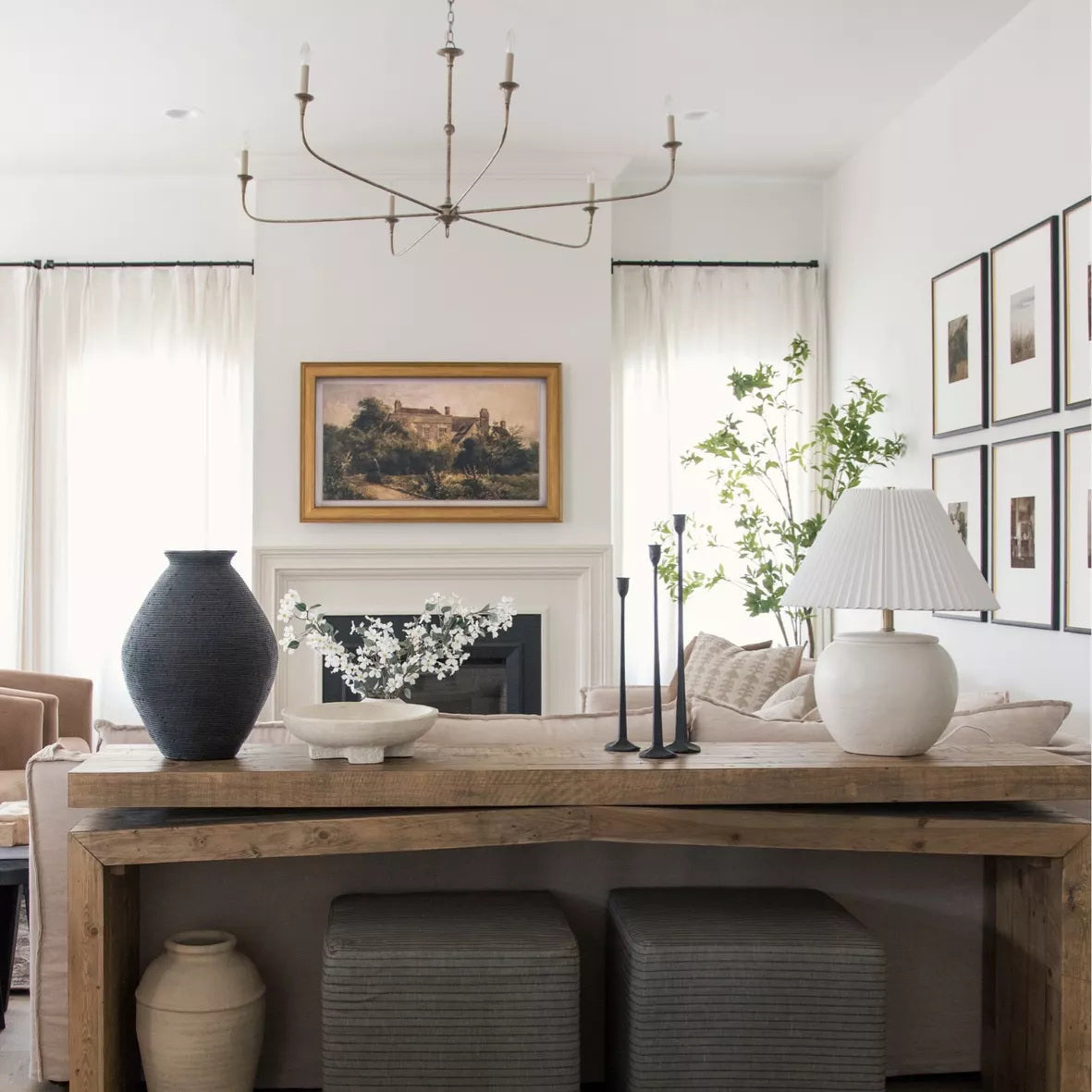 Unity Vintage Mid-century Bronze Chandelier