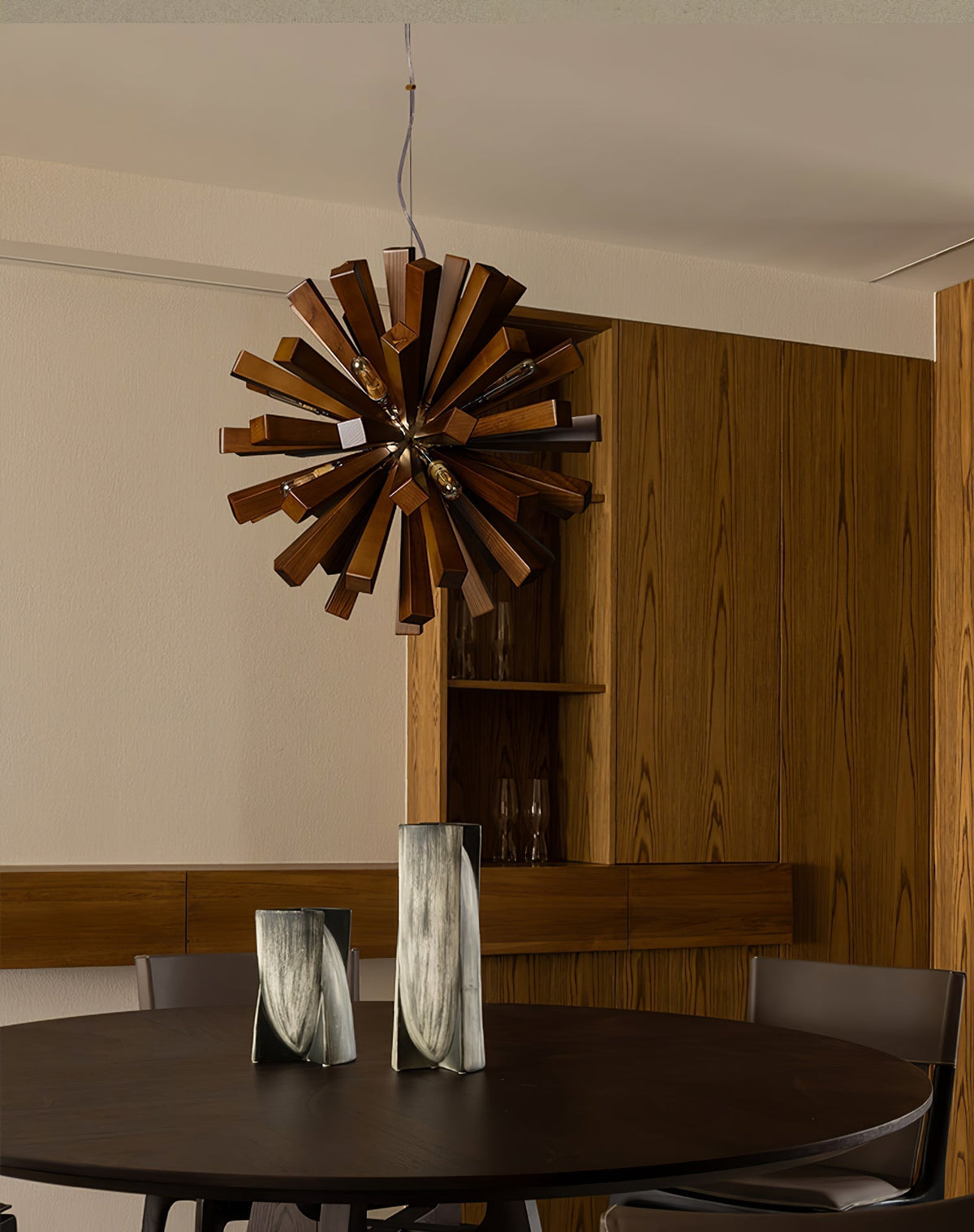 Elvarelle Premium Nordic Art Burst Wood Chandelier