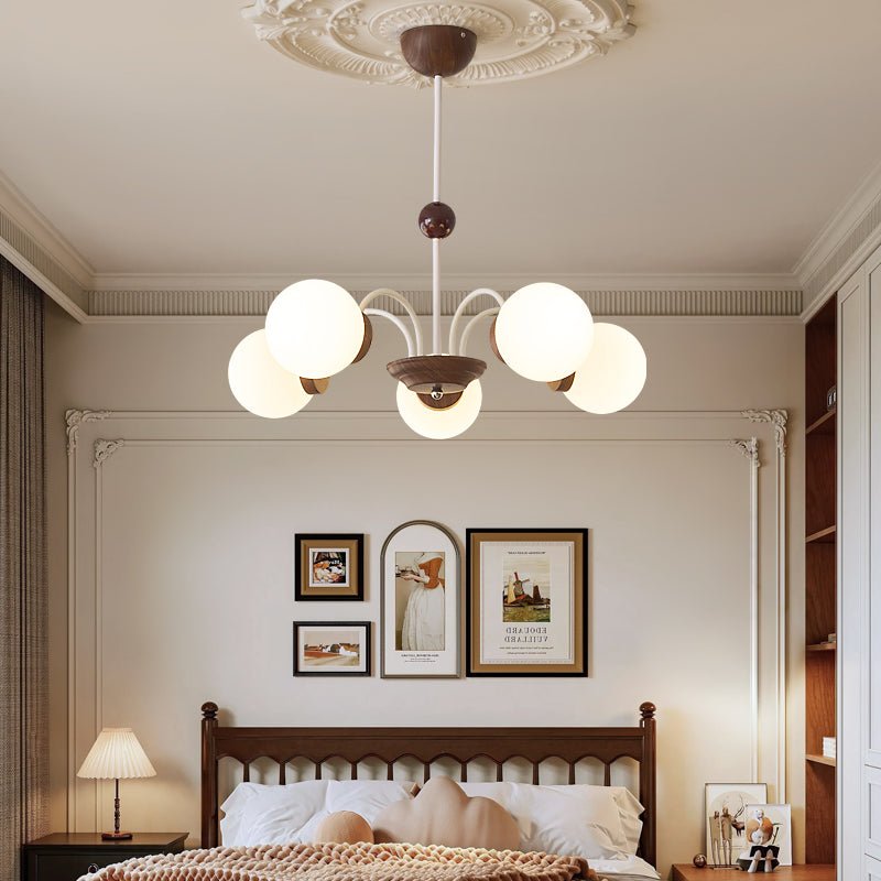Rinuaine Chandelier Wood Glass Contemporary Curved
