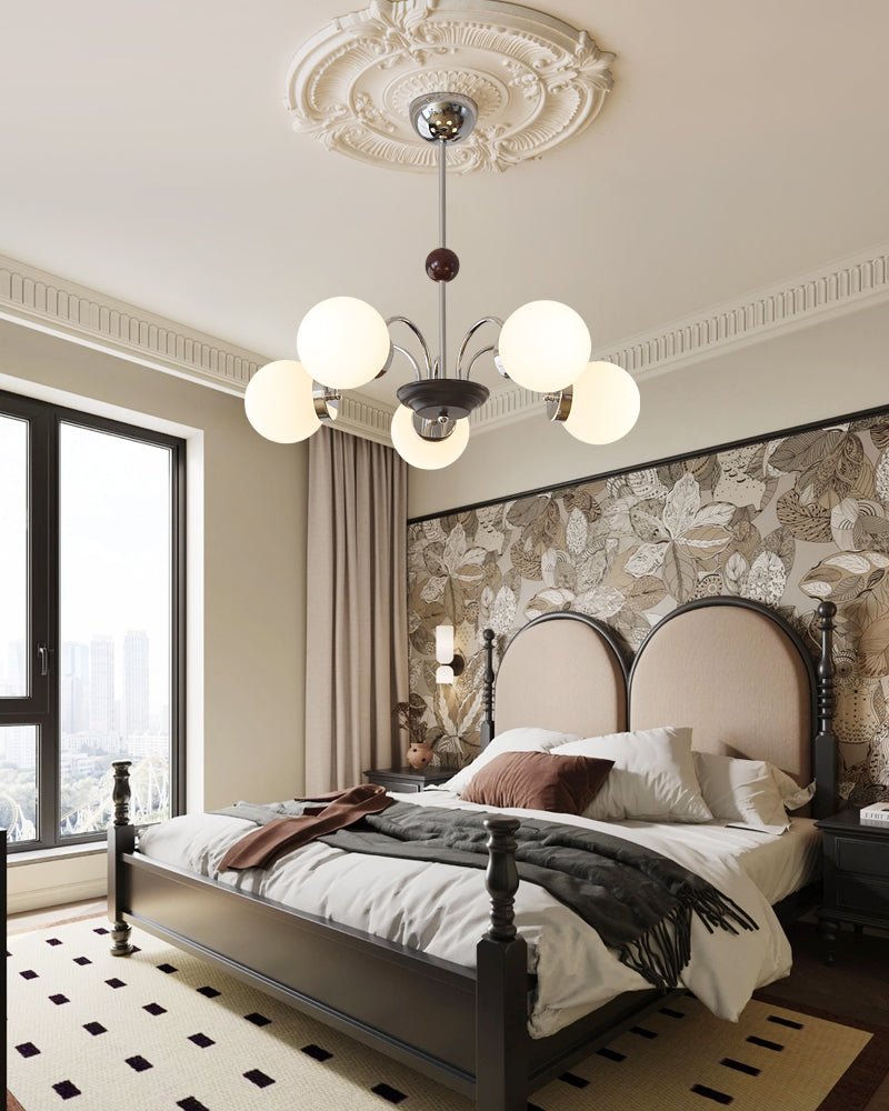 Rinuaine Chandelier Wood Glass Contemporary Curved