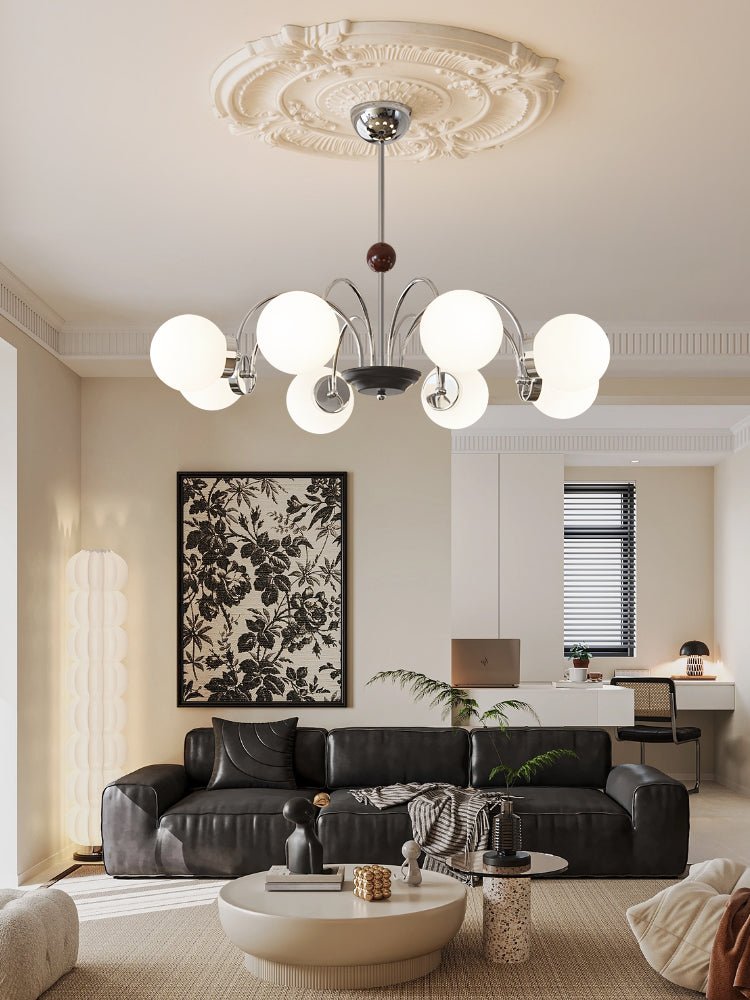 Rinuaine Chandelier Wood Glass Contemporary Curved
