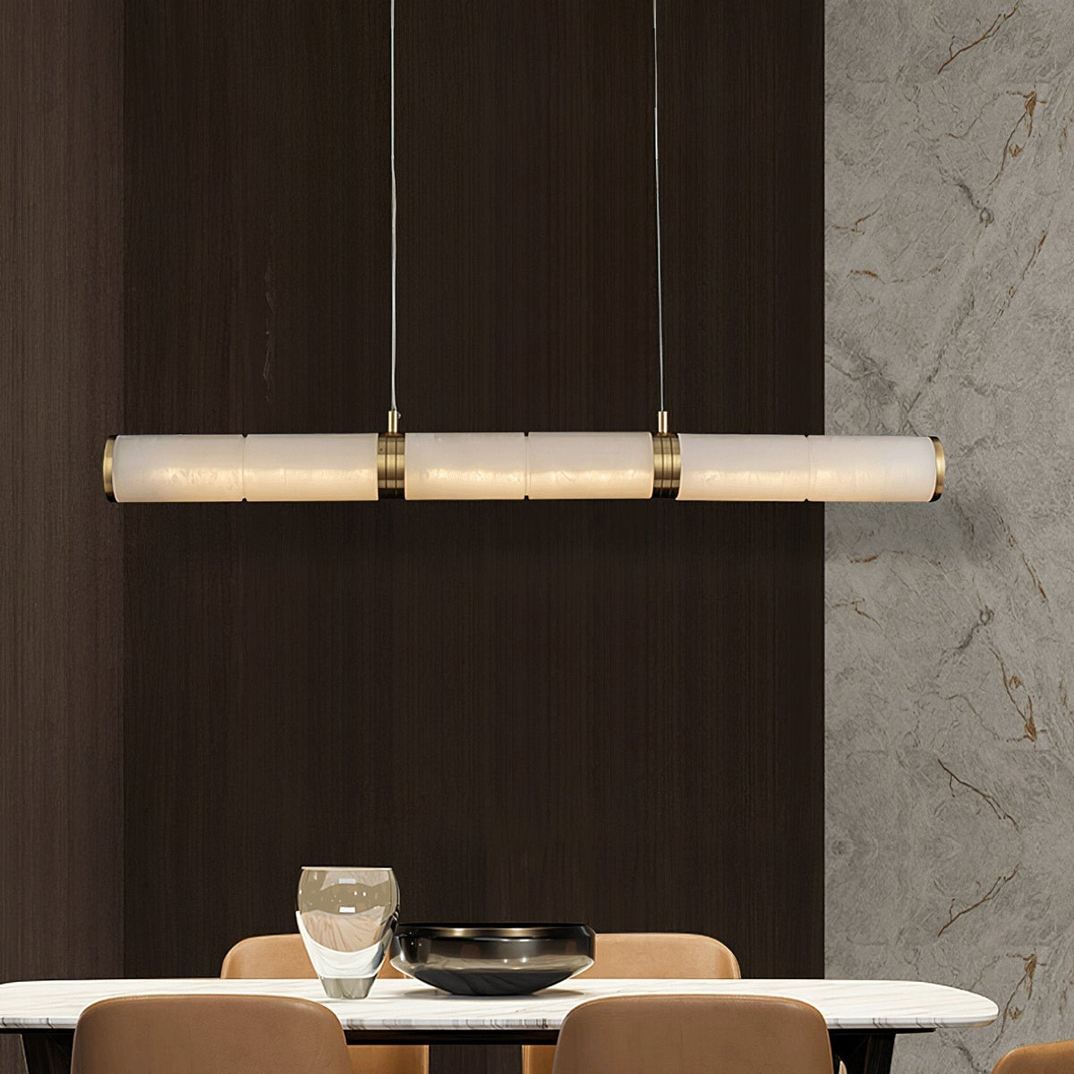 Gevrel Minimalist Alabaster Linear Pendant Light