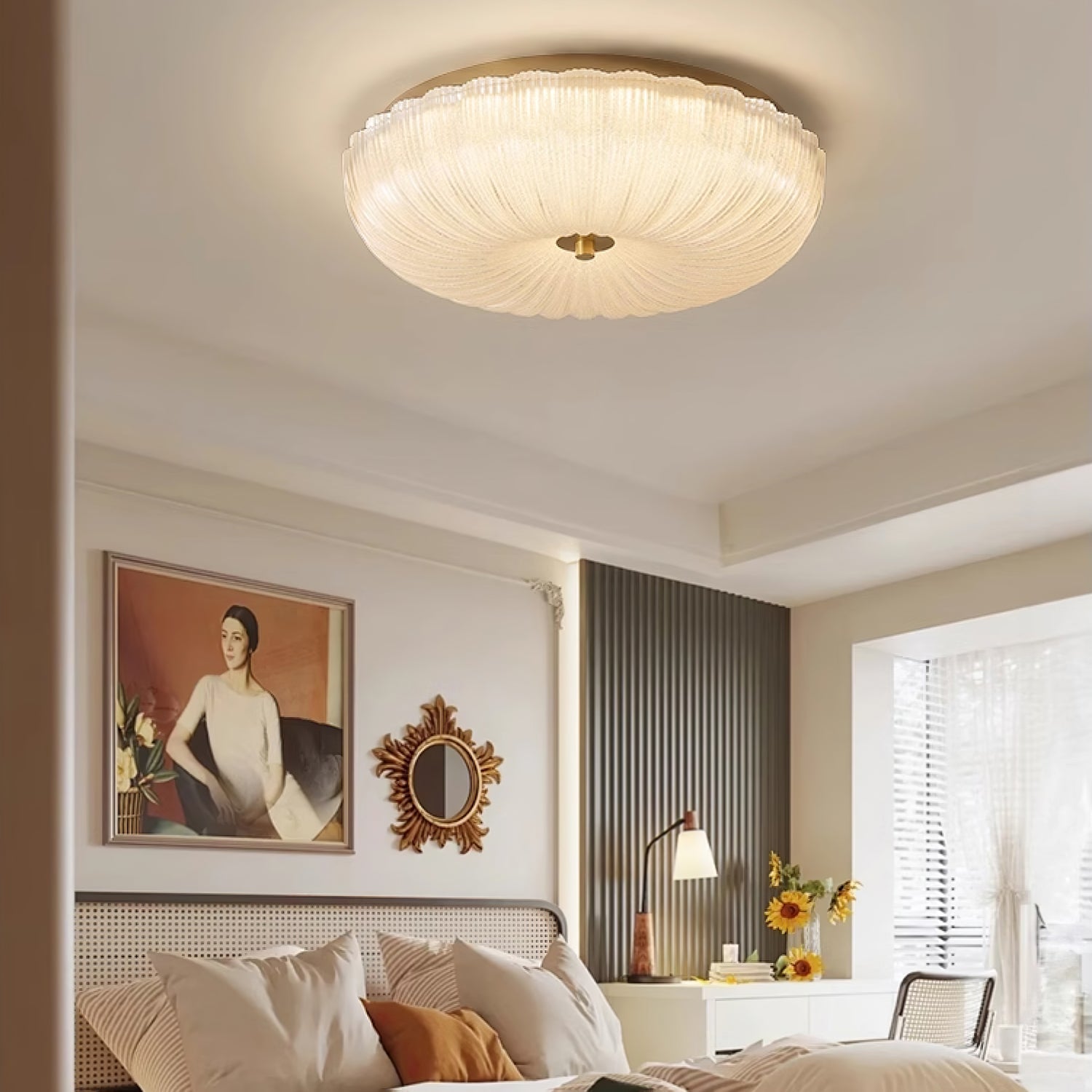 Halo Ceiling Light Ripple Glass - Neutral Decor
