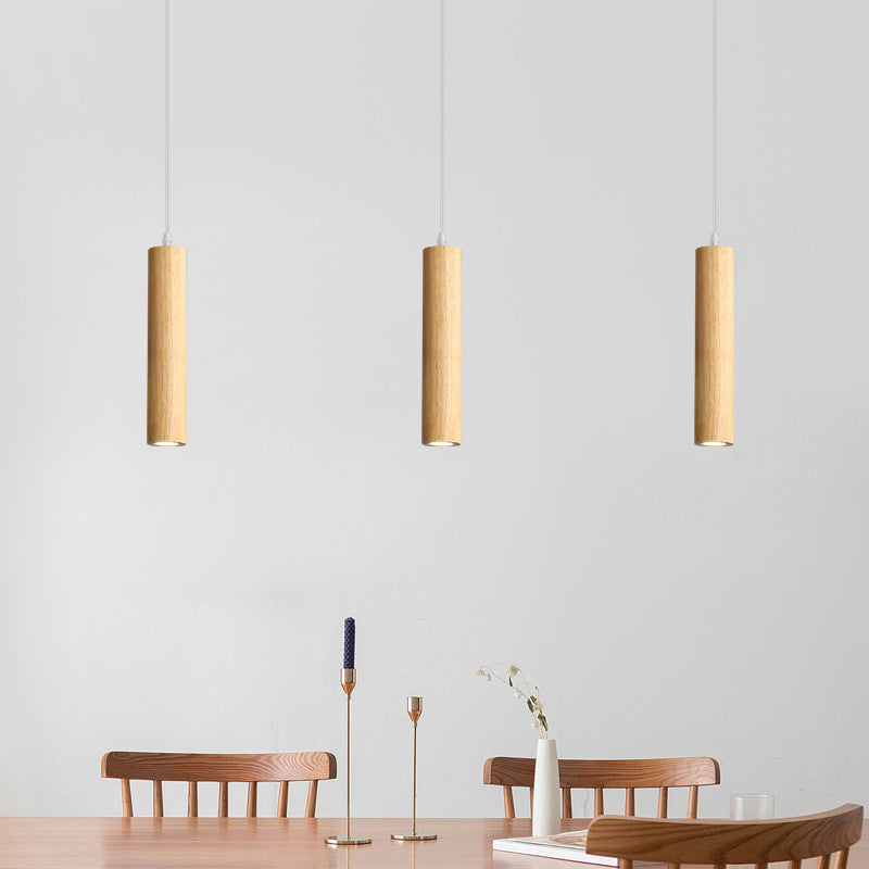 Muto Cylindrical Wood Pendant Light for Bedroom Kitchen Island - Neutral Decor