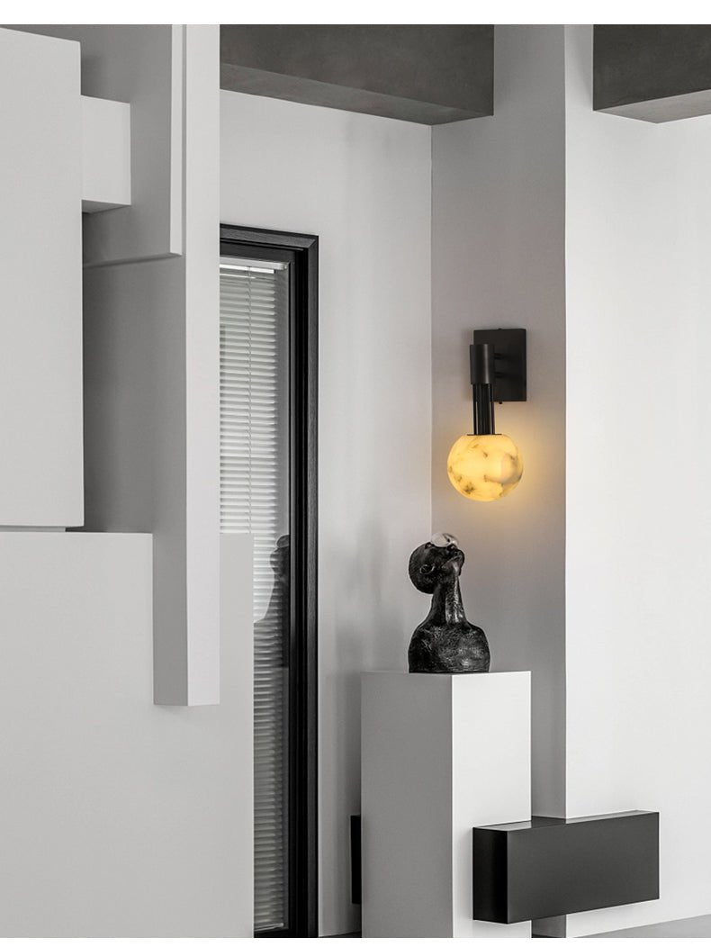 Rykde Alabaster Globe Indoor Wall Sconce