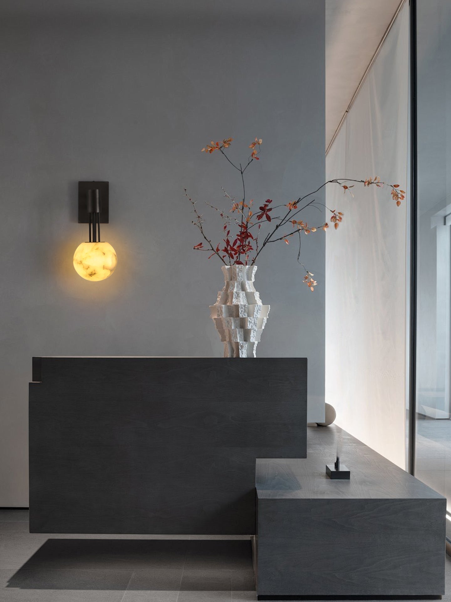 Rykde Alabaster Globe Indoor Wall Sconce