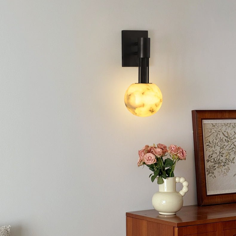 Rykde Alabaster Globe Indoor Wall Sconce