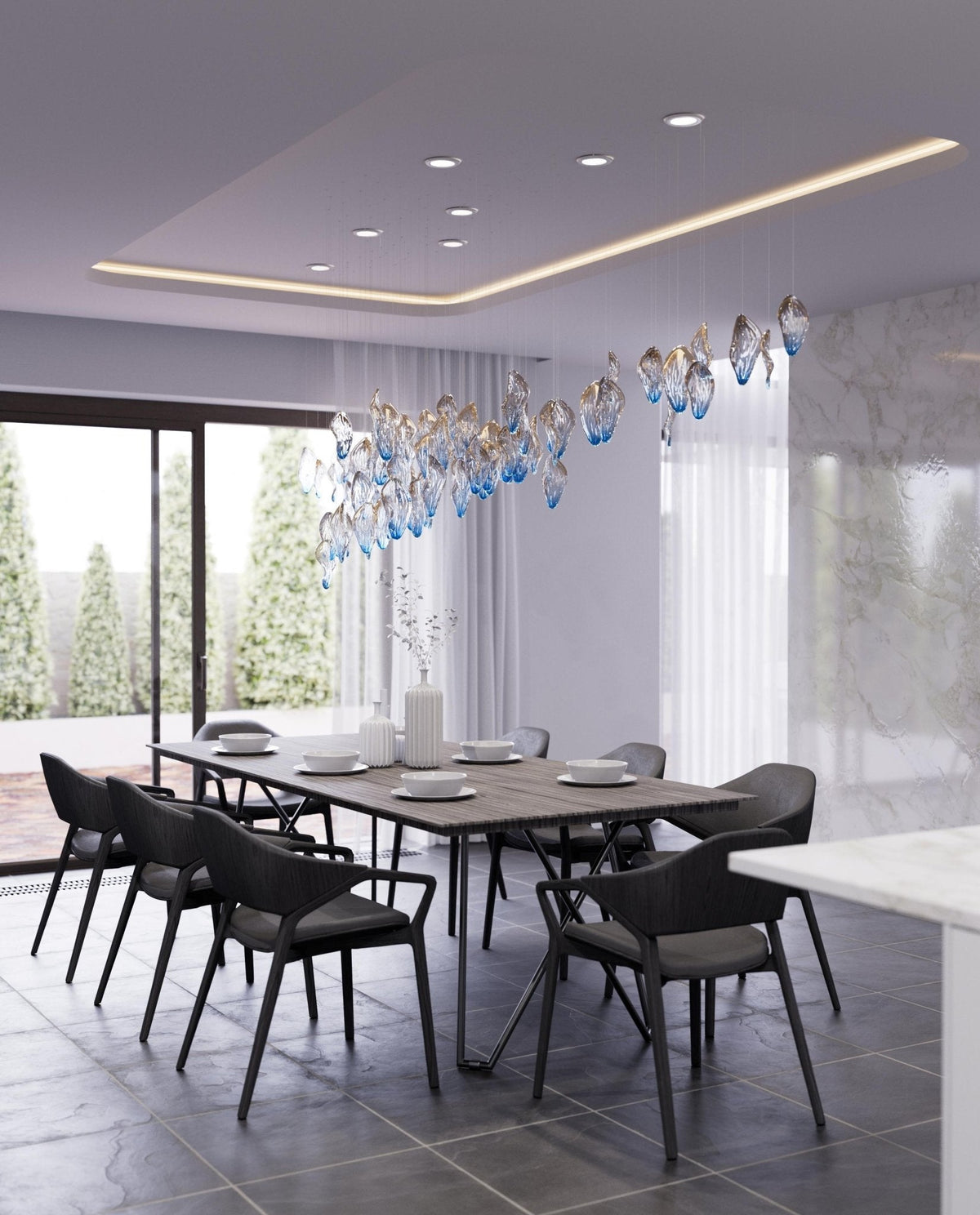 Asteria Wave Blown  Glass Customize Chandelier
