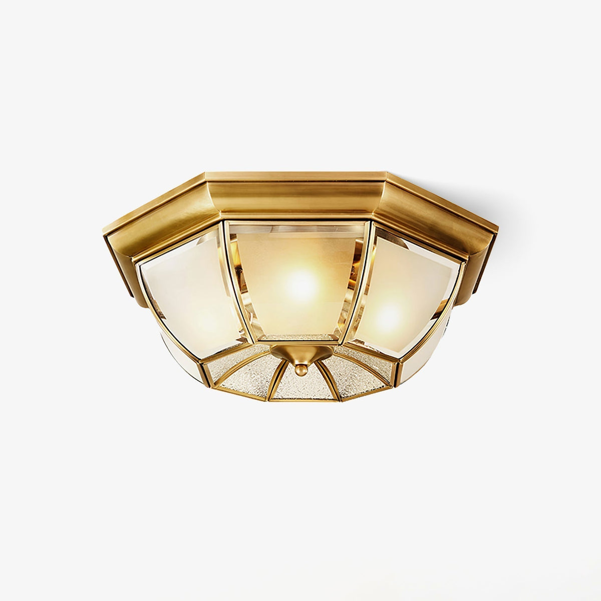 Vorenis Bowl Shaped Brass Glass Ceiling Lamp