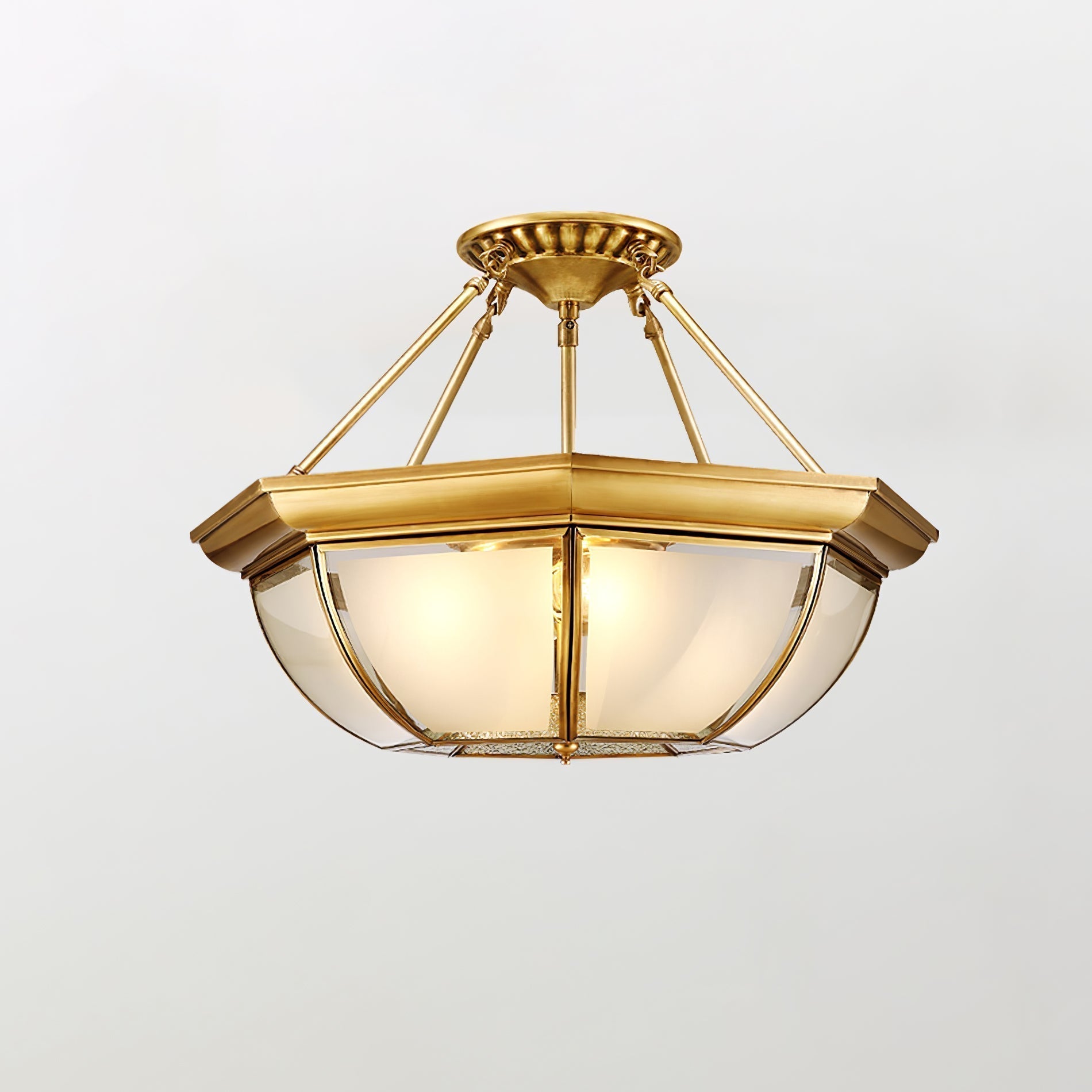 Vorenis Bowl Shaped Brass Glass Ceiling Lamp