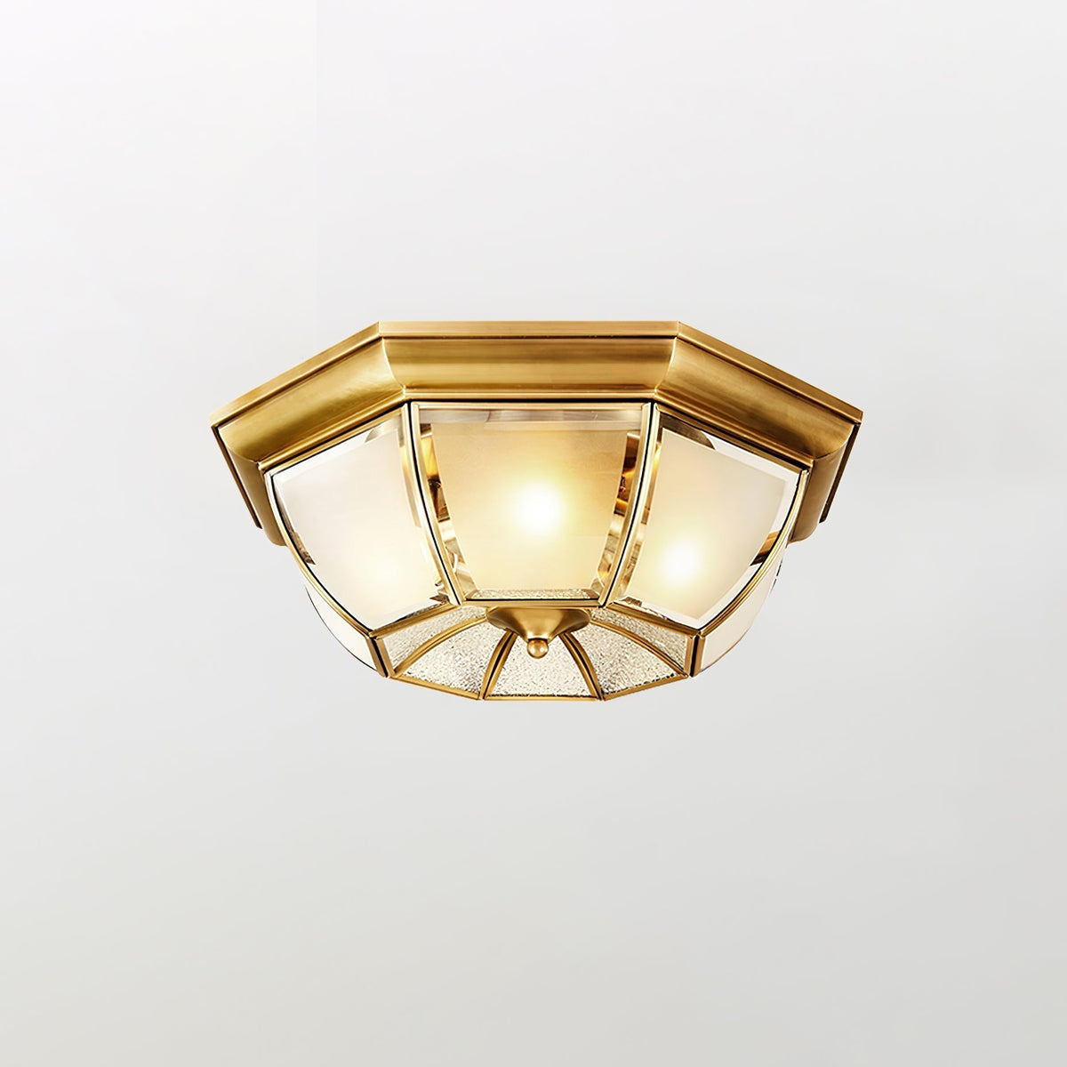 Vorenis Bowl Shaped Brass Glass Ceiling Lamp
