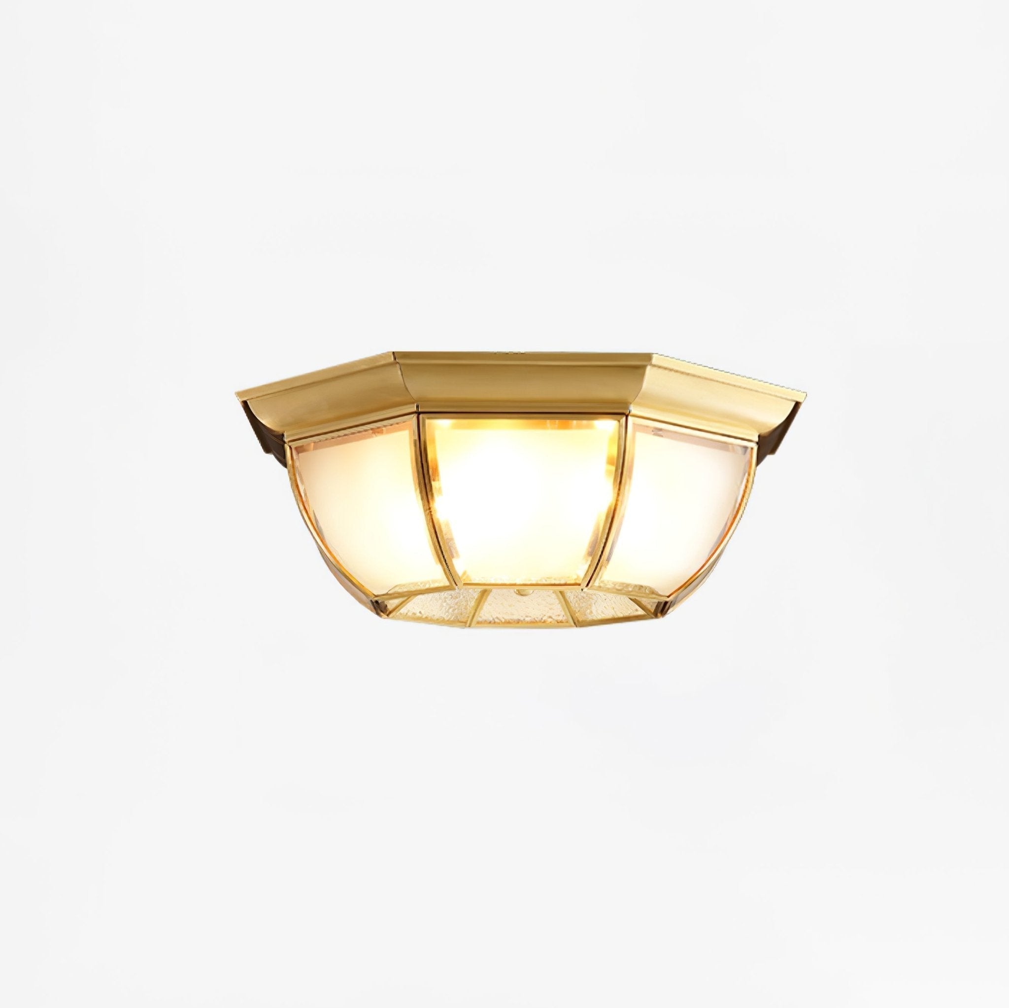 Vorenis Bowl Shaped Brass Glass Ceiling Lamp
