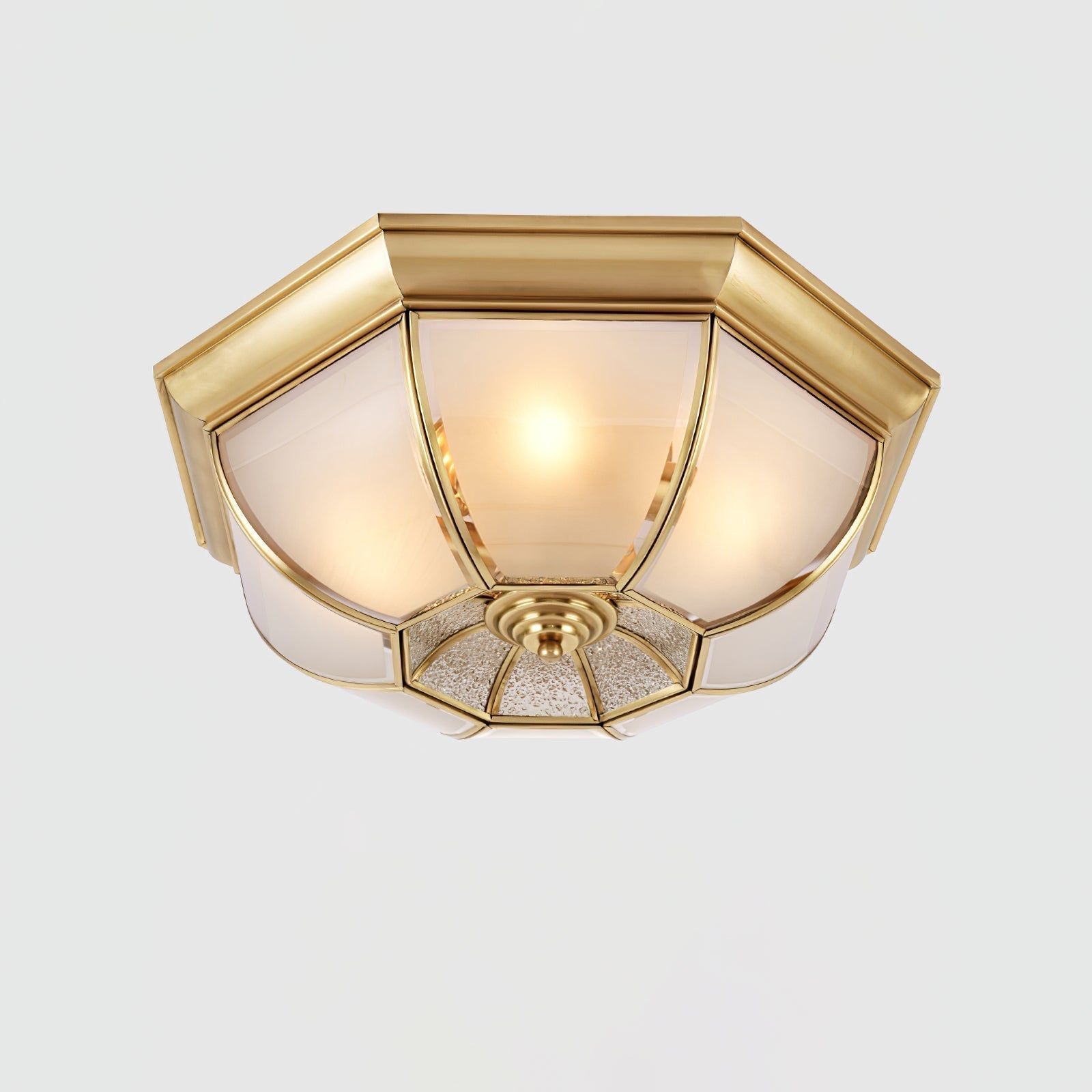 Vorenis Bowl Shaped Brass Glass Ceiling Lamp