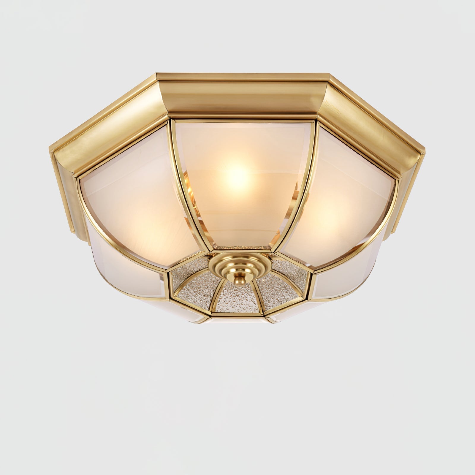 Vorenis Bowl Shaped Brass Glass Ceiling Lamp