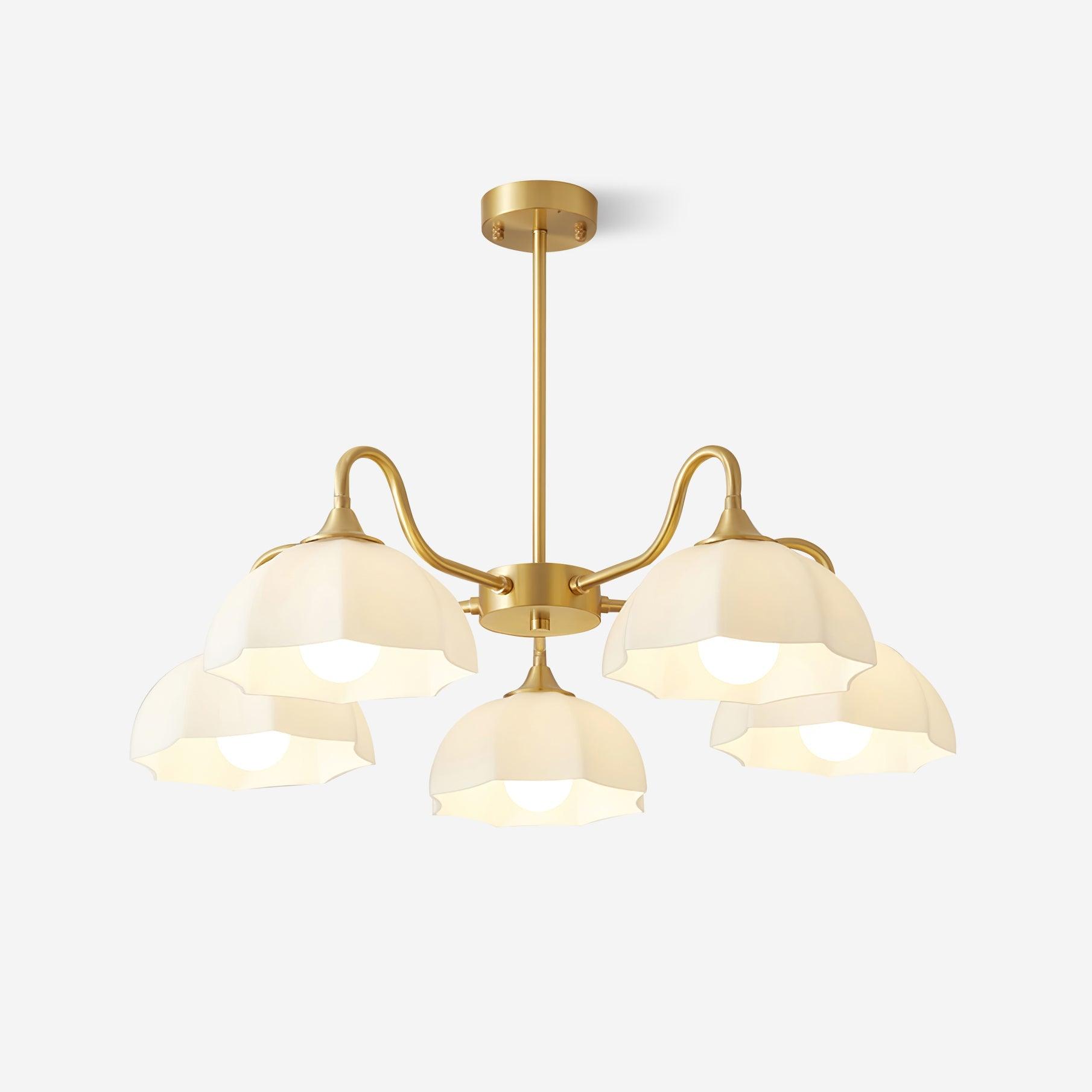 Lustra Chandelier Octagonal Glass Bowl Copper French - Neutral Decor