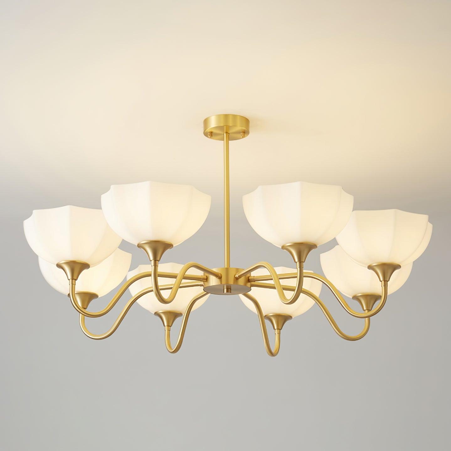Lustra Chandelier Octagonal Glass Bowl Copper French - Neutral Decor
