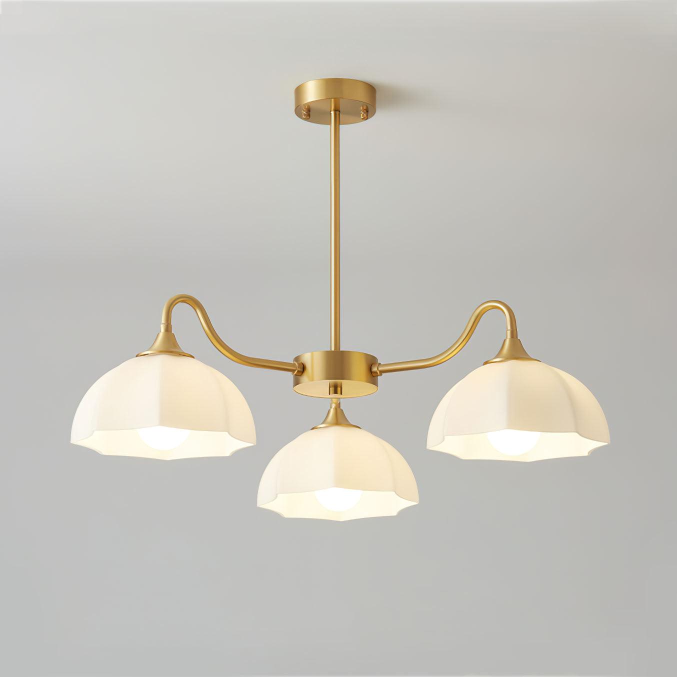Lustra Chandelier Octagonal Glass Bowl Copper French - Neutral Decor