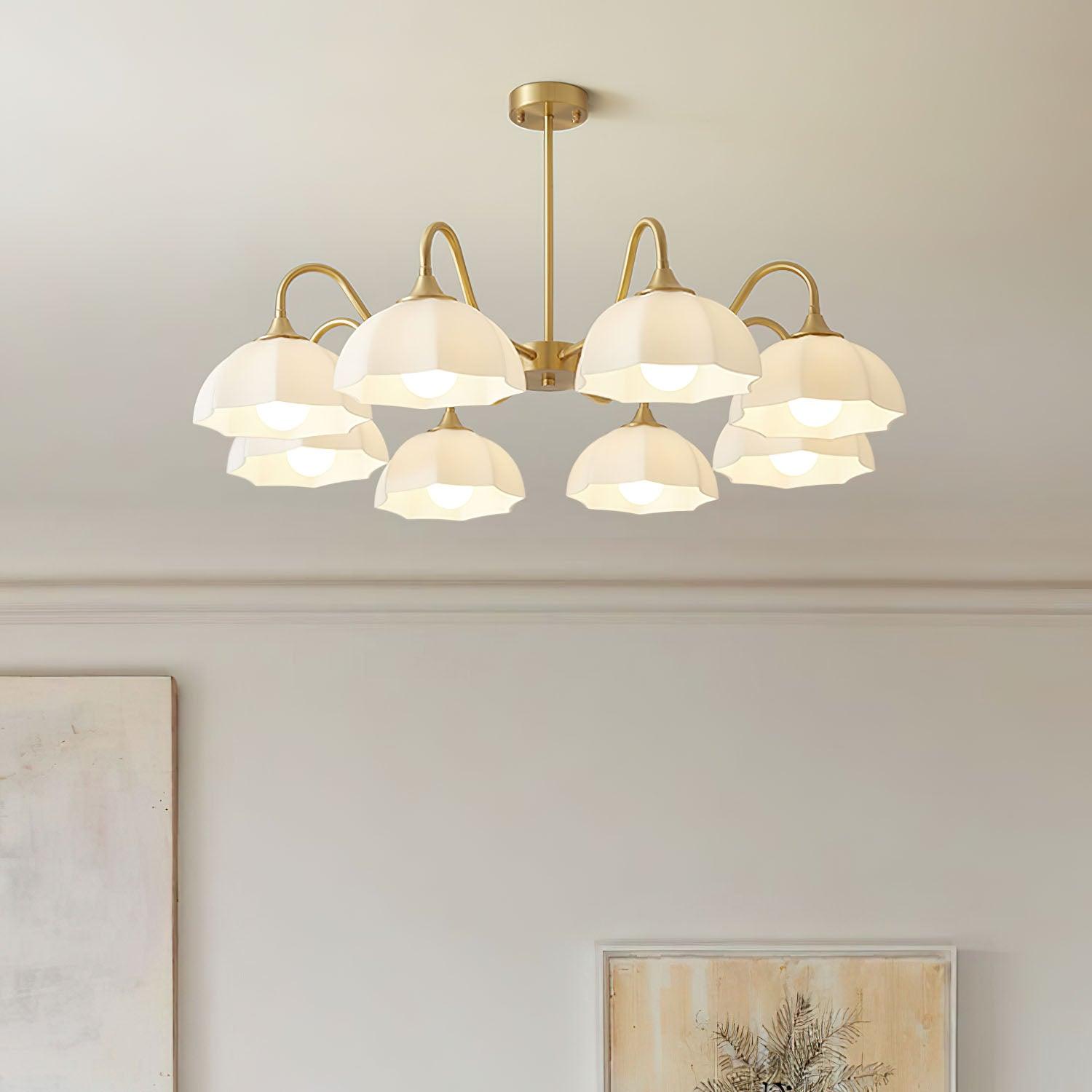 Lustra Chandelier Octagonal Glass Bowl Copper French - Neutral Decor