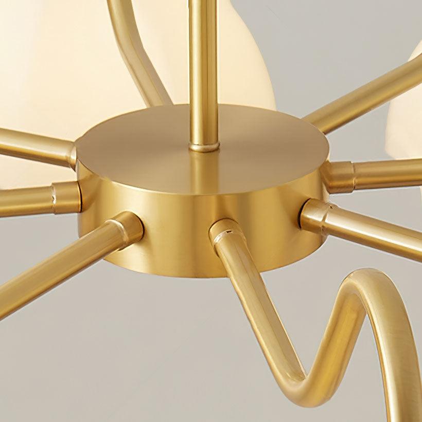 Lustra Chandelier Octagonal Glass Bowl Copper French - Neutral Decor