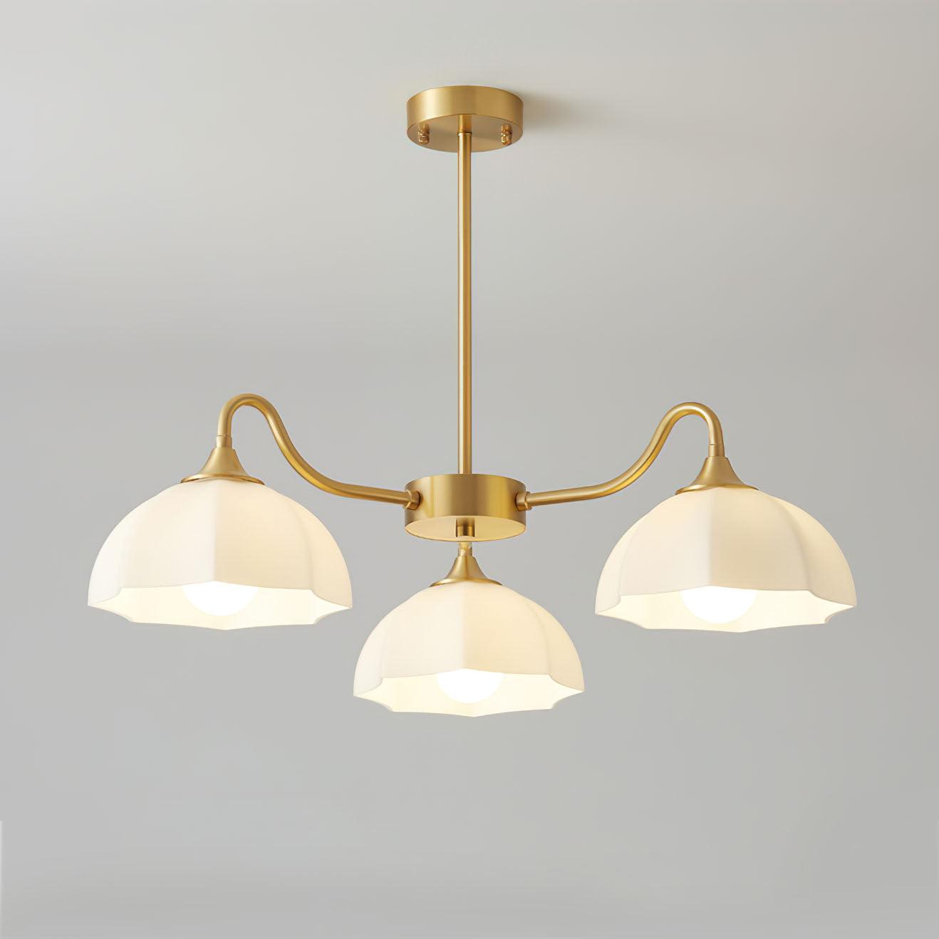 Lustra Chandelier Octagonal Glass Bowl Copper French - Neutral Decor