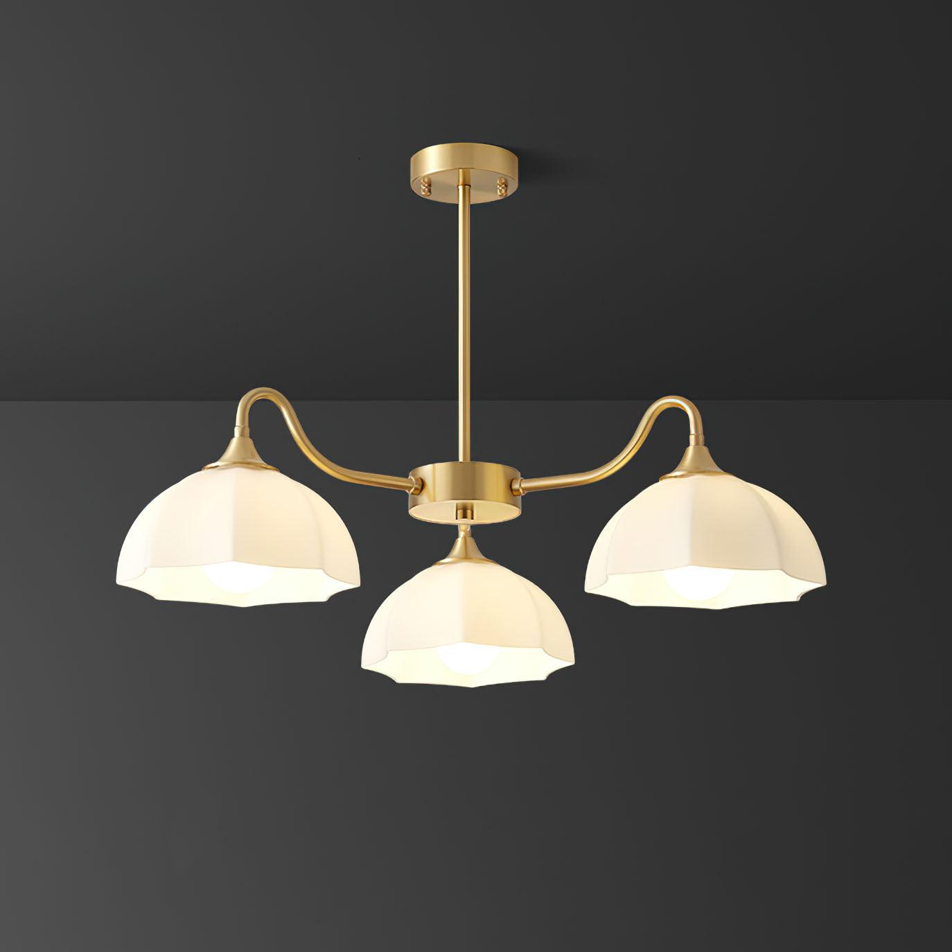 Lustra Chandelier Octagonal Glass Bowl Copper French - Neutral Decor
