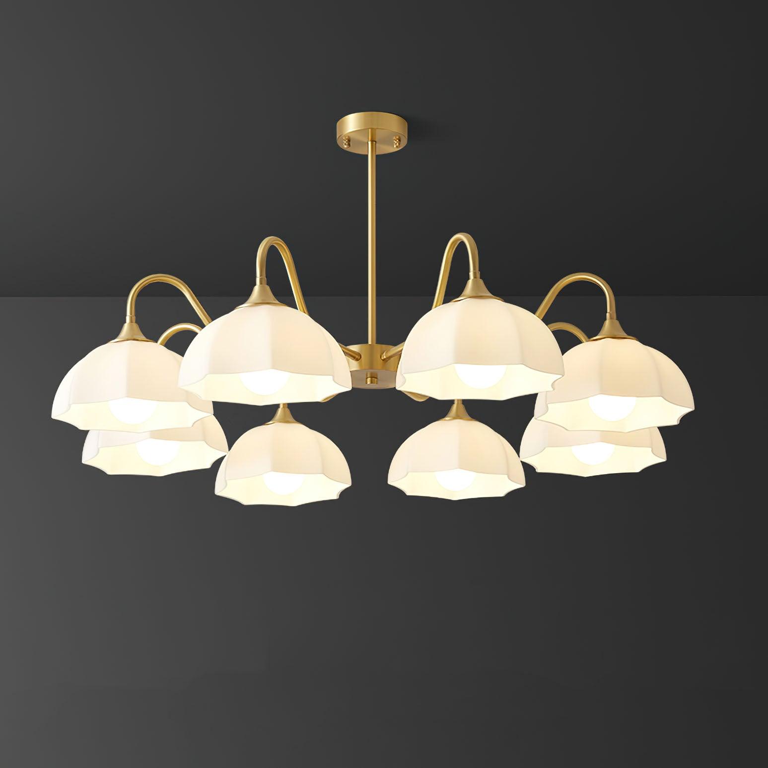 Lustra Chandelier Octagonal Glass Bowl Copper French - Neutral Decor