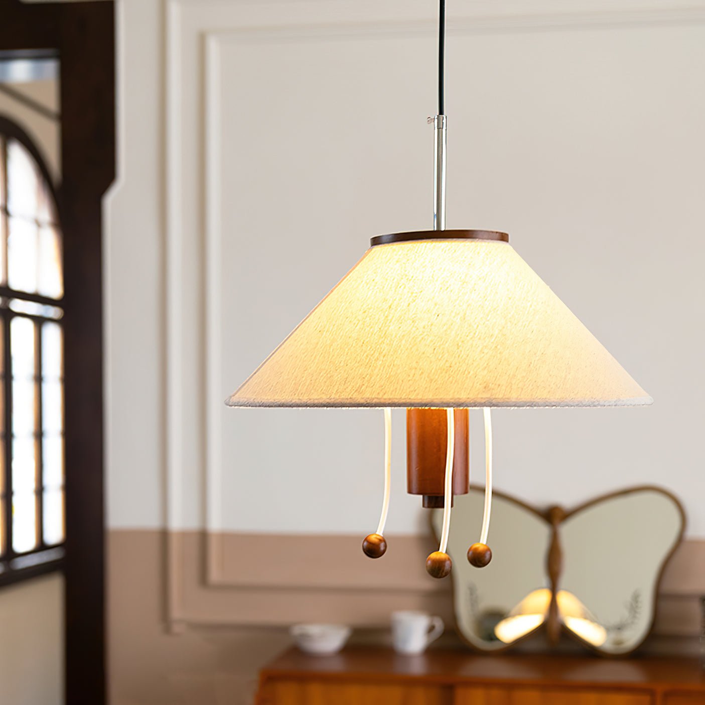 Zathee Nordic Art  Classic Wood Fabric Pendant Lamp