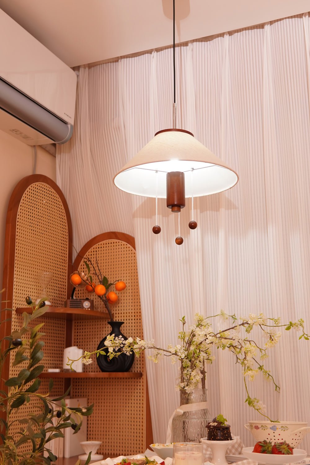 Zathee Nordic Art  Classic Wood Fabric Pendant Lamp