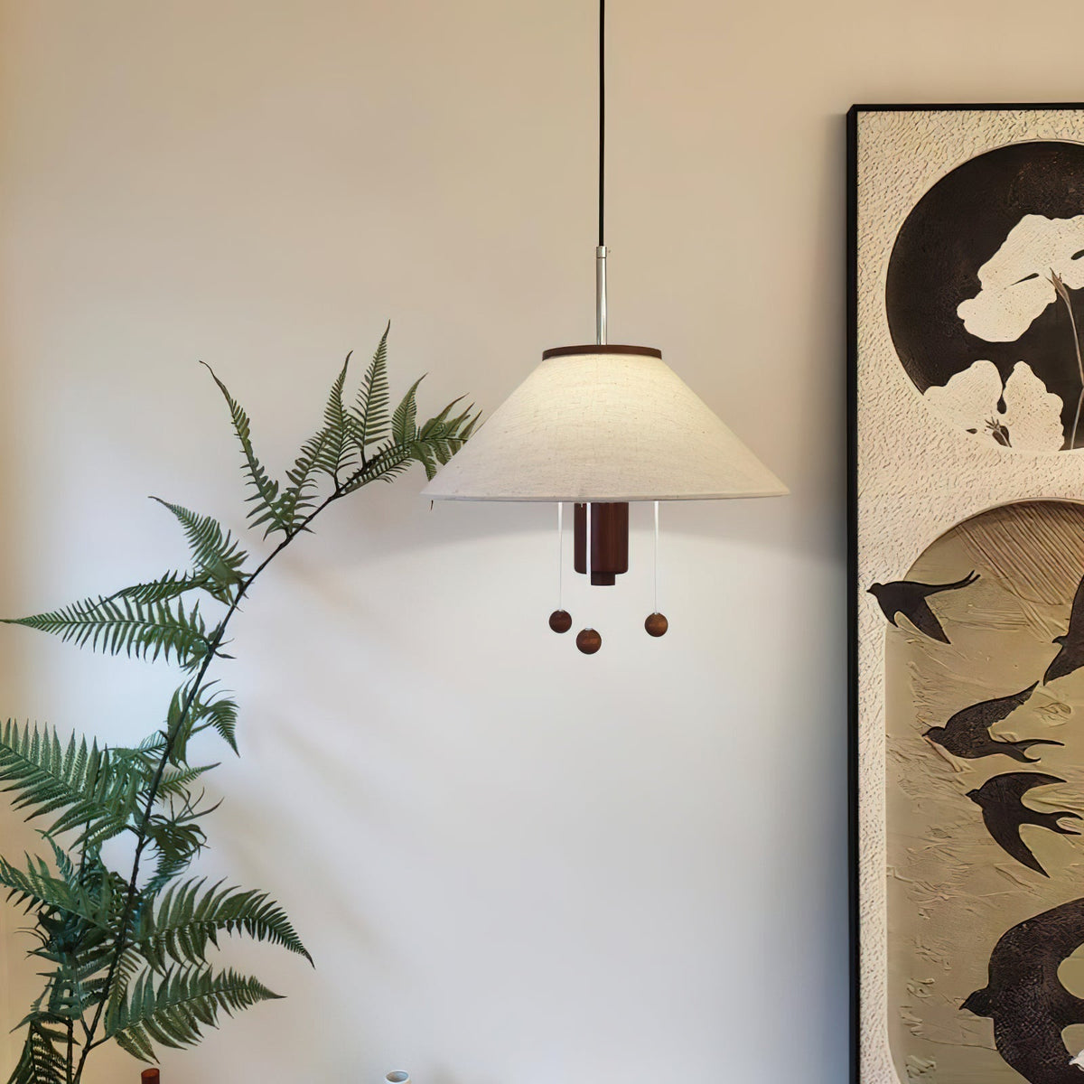 Zathee Nordic Art  Classic Wood Fabric Pendant Lamp