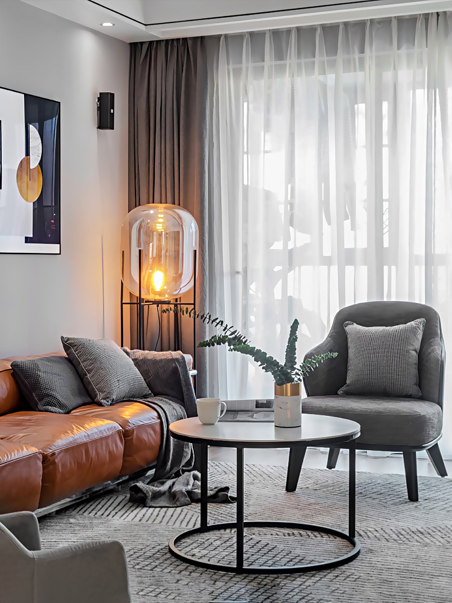 Liorivelia Glass Industrial Floor lamp