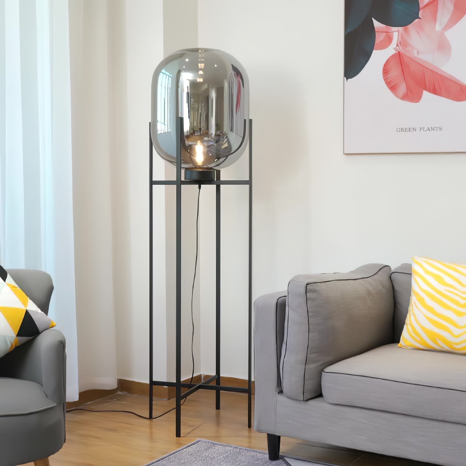 Liorivelia Glass Industrial Floor lamp