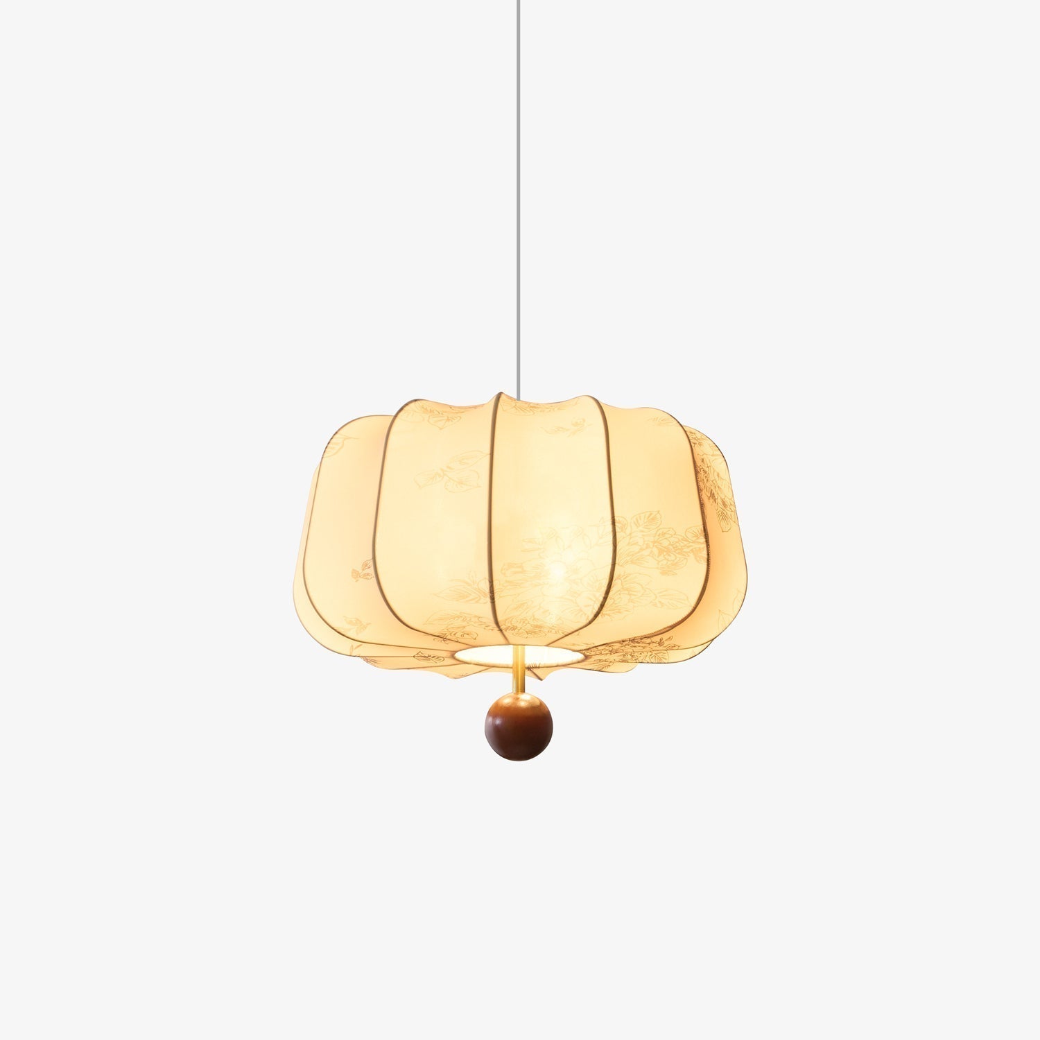 Sylaeria Wood & Fabric Pendant Light