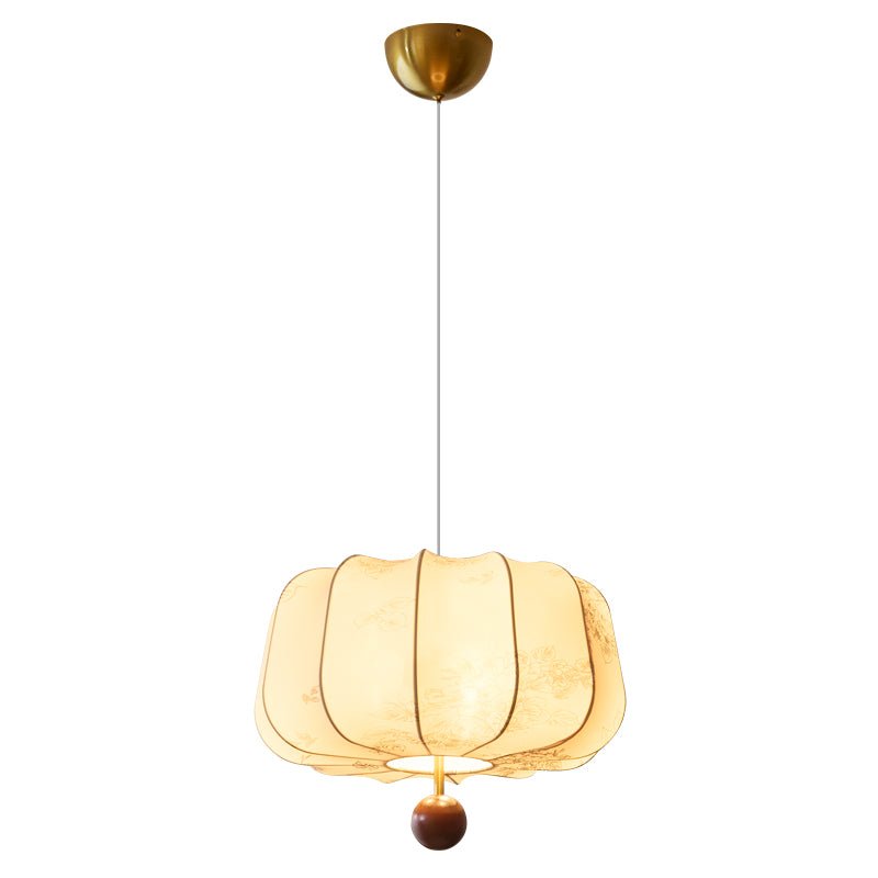Sylaeria Wood & Fabric Pendant Light