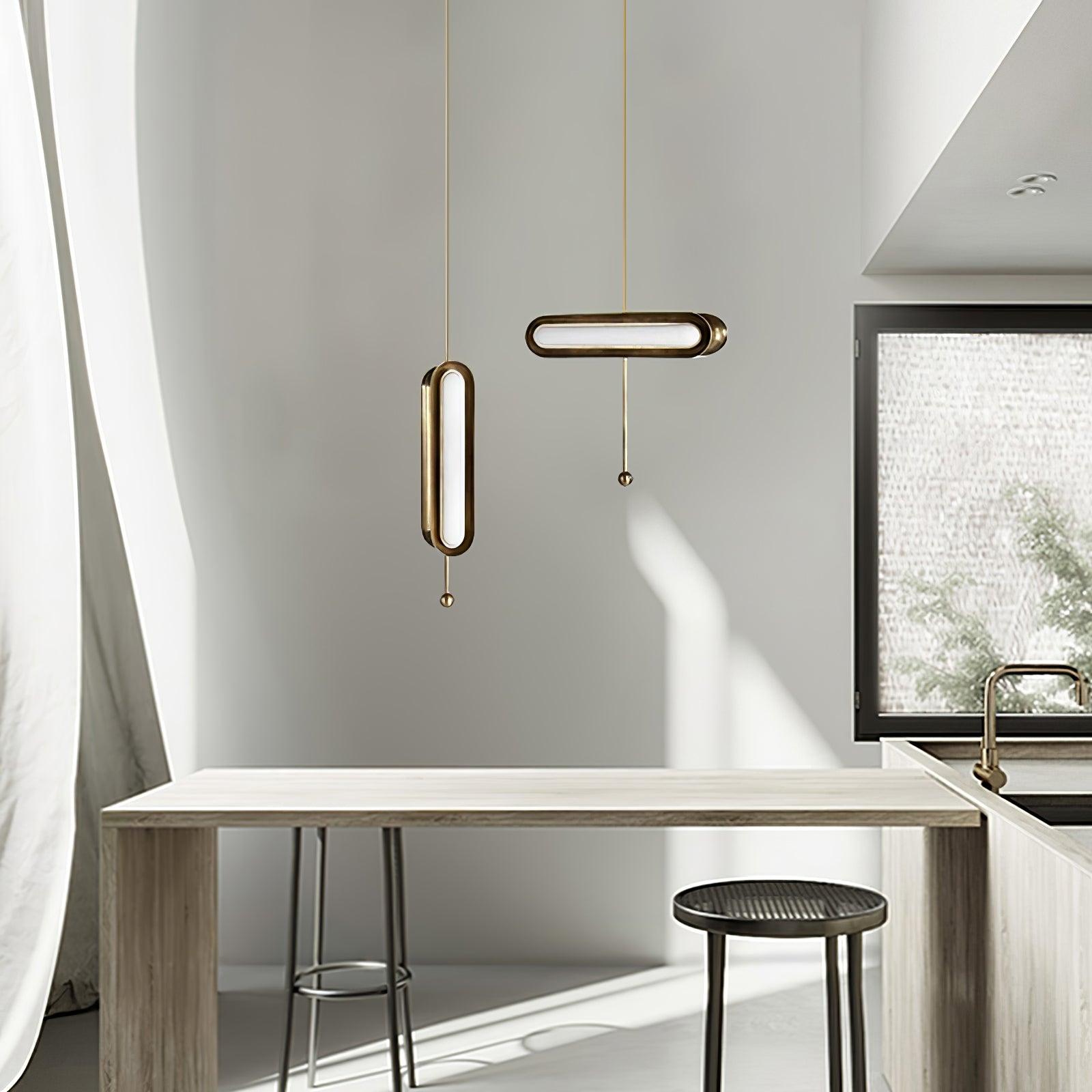 Lyvinaris Geometric Brass Linear Pendant Light