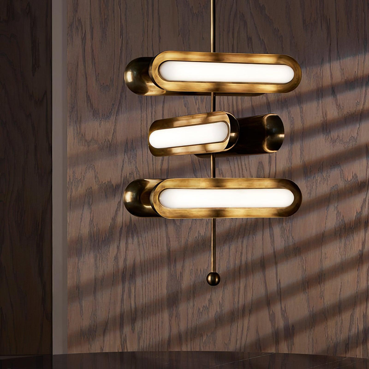 Lyvinaris Geometric Brass Linear Pendant Light
