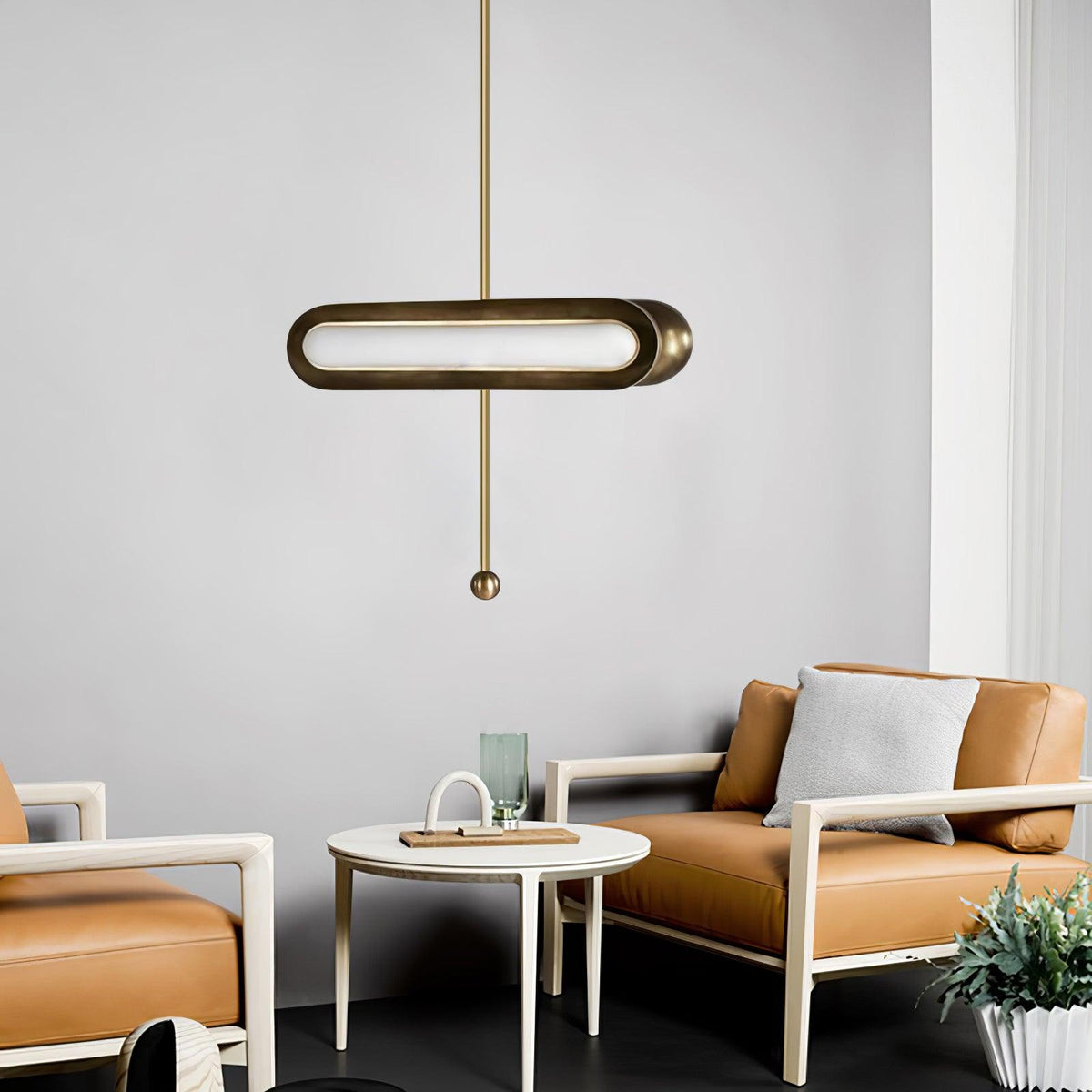 Lyvinaris Geometric Brass Linear Pendant Light
