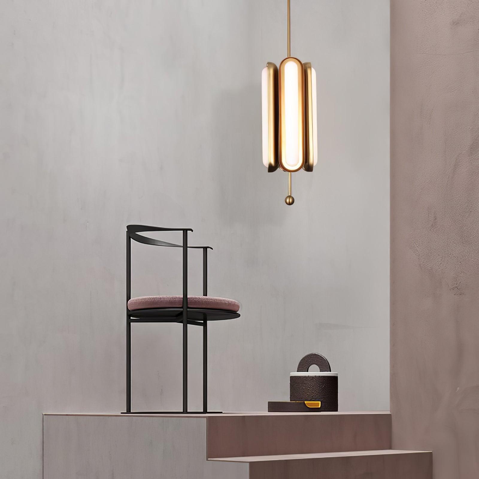 Lyvinaris Geometric Brass Linear Pendant Light