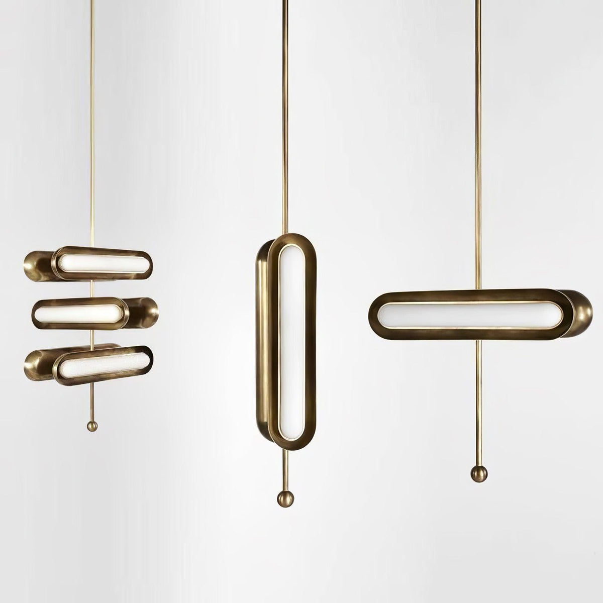 Lyvinaris Geometric Brass Linear Pendant Light