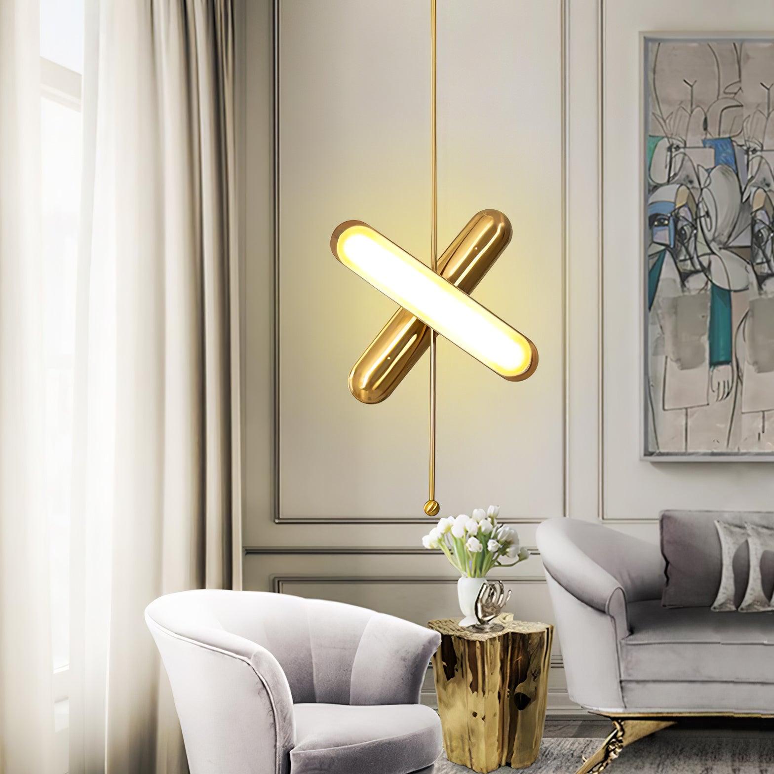 Lyvinaris Geometric Brass Linear Pendant Light