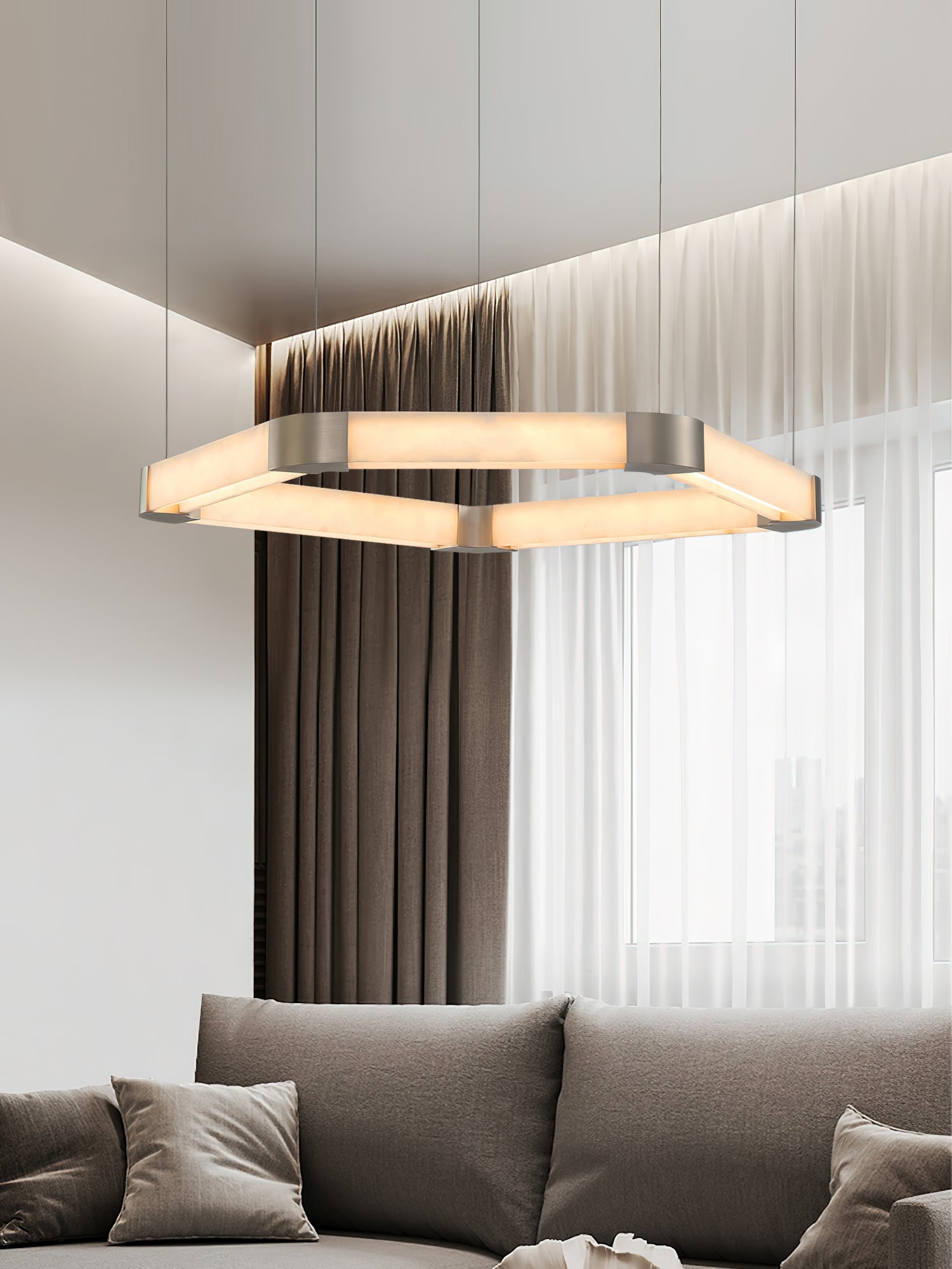Celaeisra Unique Single Ring Alabaster Chandelier