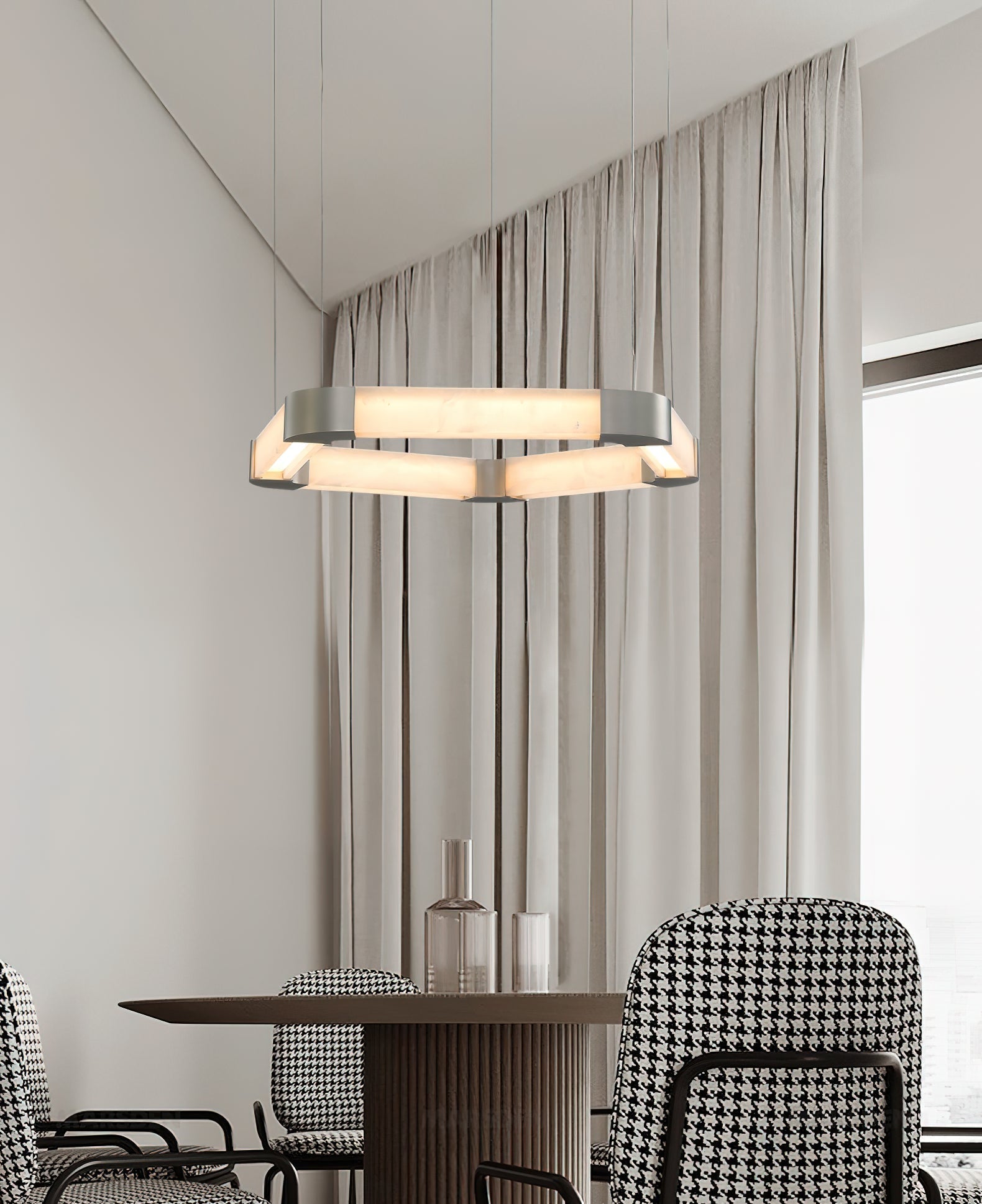 Celaeisra Unique Single Ring Alabaster Chandelier