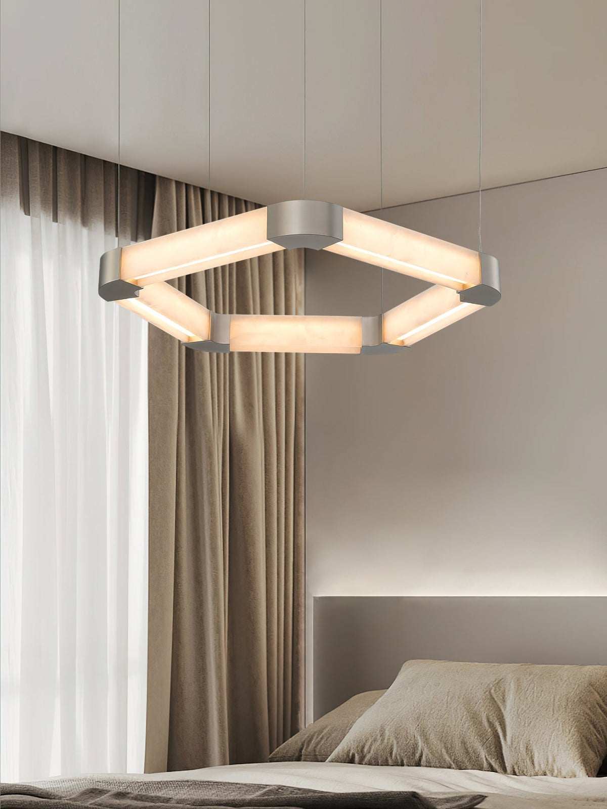 Celaeisra Unique Single Ring Alabaster Chandelier